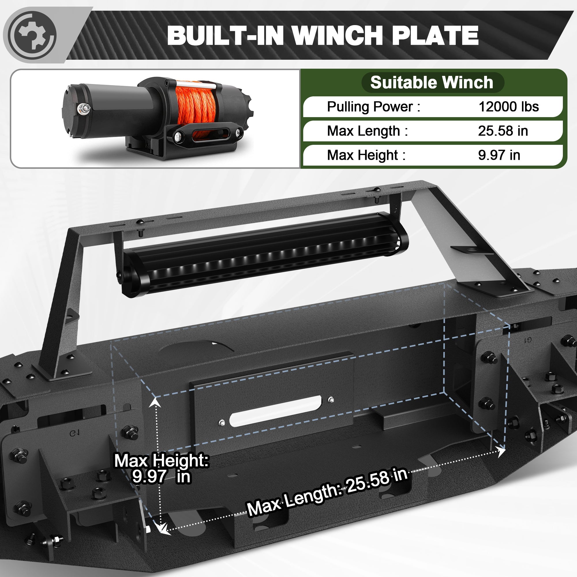 Front Bumper Bar with Winch Plate for 2011 2012 2013 2014 2015 2016 F250/F350/F450 - nadiaauto