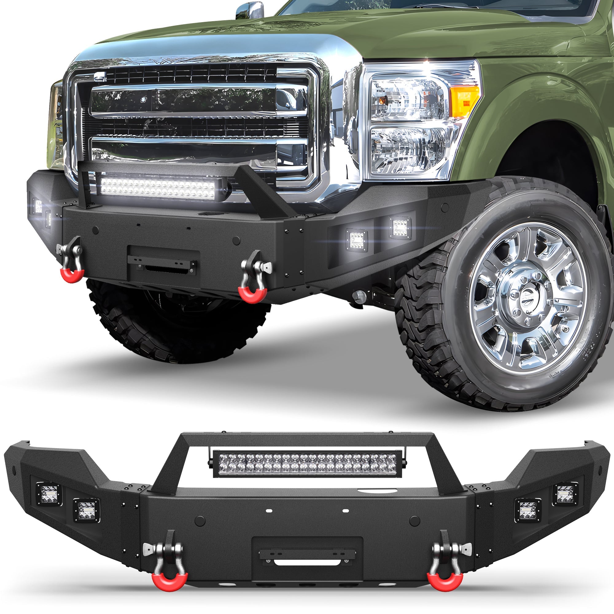Front Bumper Bar with Winch Plate for 2011 2012 2013 2014 2015 2016 F250/F350/F450 - nadiaauto