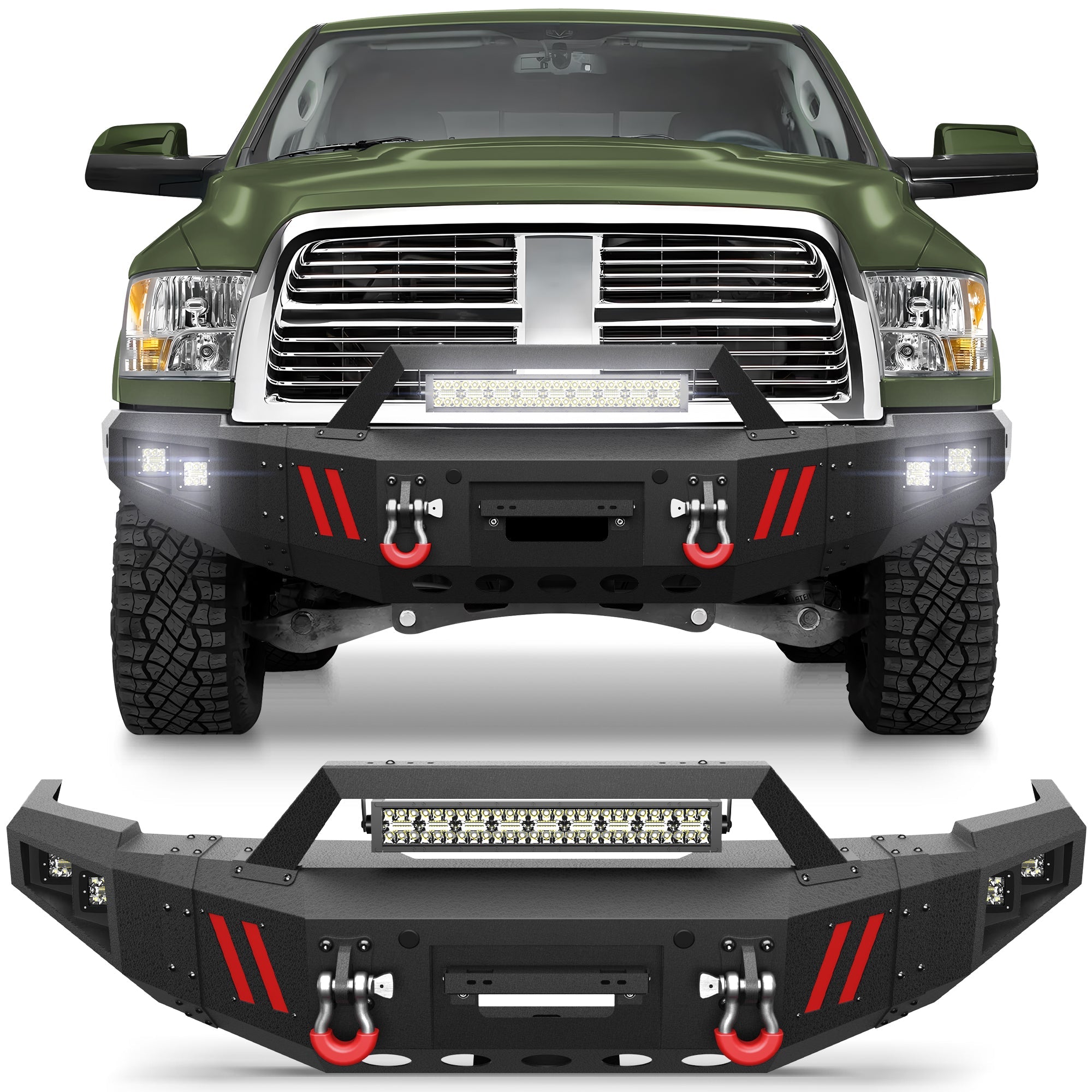 Front Bumper Compatible with 2010-2018 Dodge Ram 2500 3500 - nadiaauto