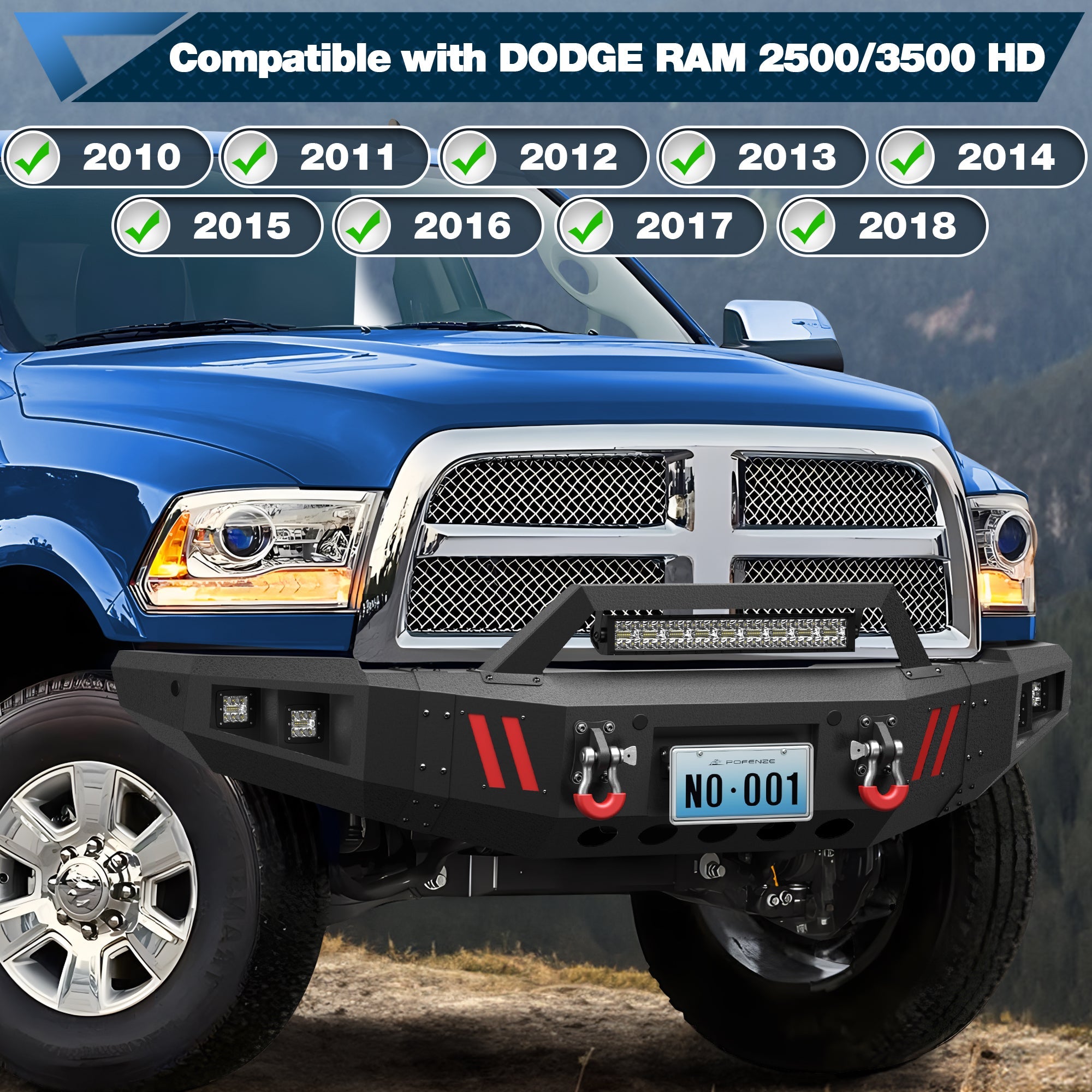 Front Bumper Compatible with 2010 - 2018 Dodge Ram 2500 3500 - nadiaauto