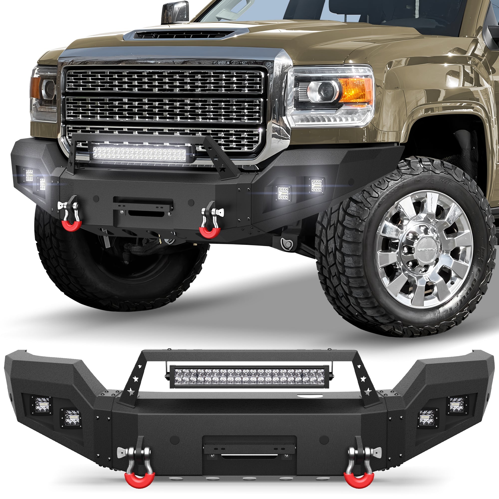 Front Bumper Compatible with GMC Sierra 2500/3500 HD 2015 2016 2017 2018 2019 with Winch Plate - nadiaauto