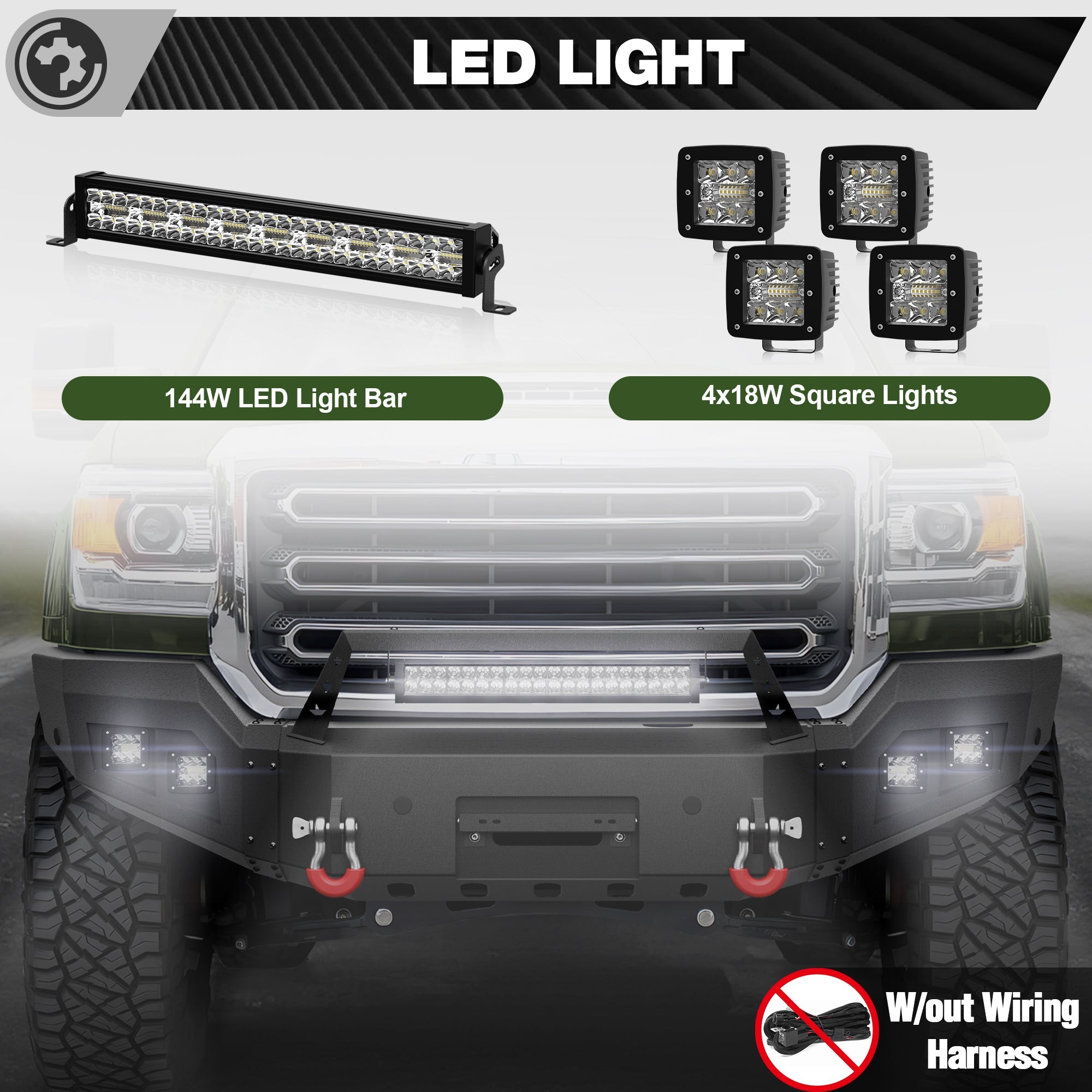 Front Bumper Compatible with GMC Sierra 2500/3500 HD 2015 2016 2017 2018 2019 with Winch Plate - nadiaauto
