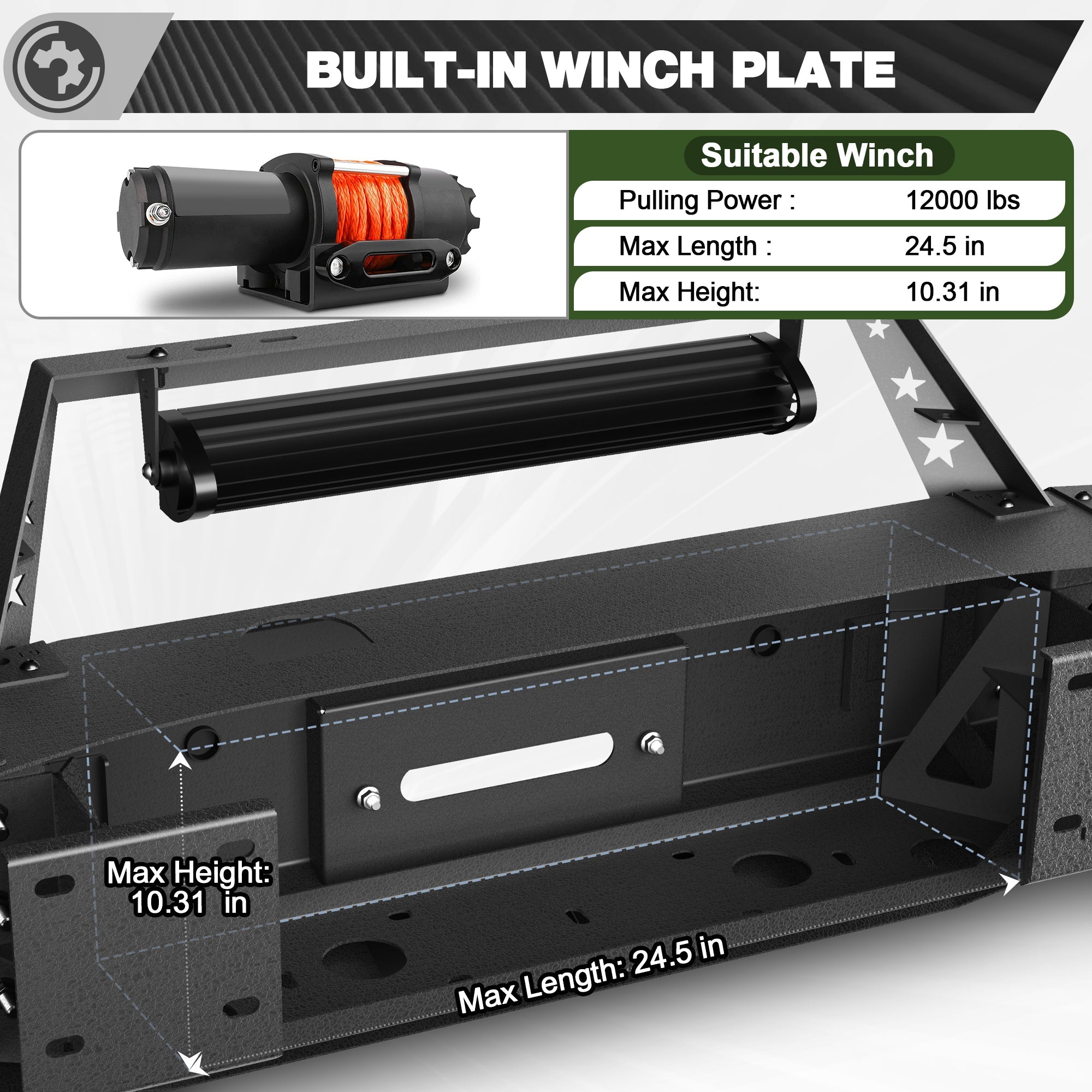Front Bumper Compatible with GMC Sierra 2500/3500 HD 2015 2016 2017 2018 2019 with Winch Plate - nadiaauto