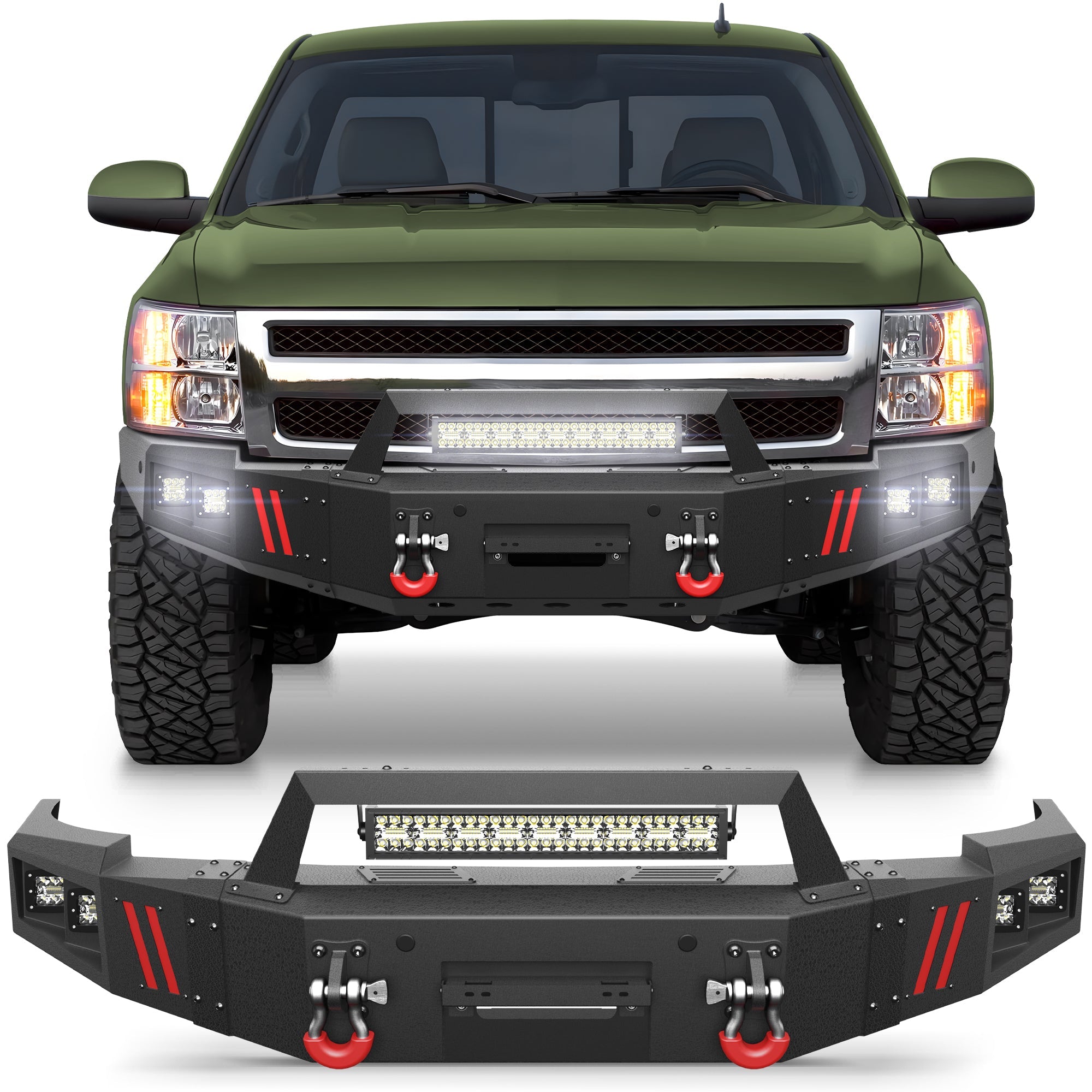 Front Bumper for 2007 2008 2009 2010 2011 2012 2013 Chevy Silverado 1500 Pickup w/Winch Plate - nadiaauto