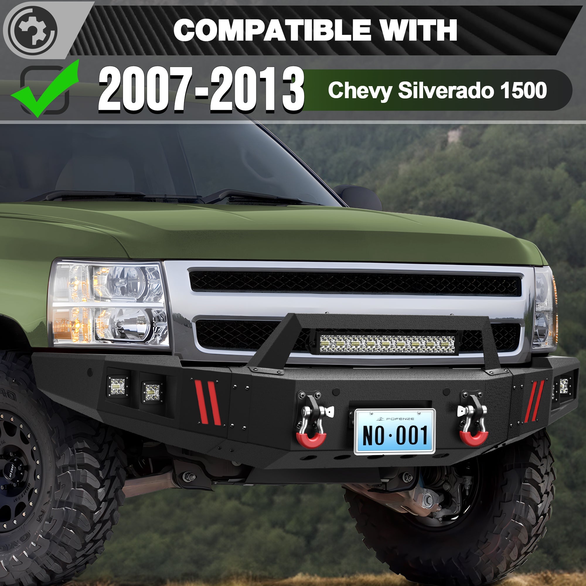 Front Bumper for 2007 2008 2009 2010 2011 2012 2013 Chevy Silverado 1500 Pickup w/Winch Plate - nadiaauto