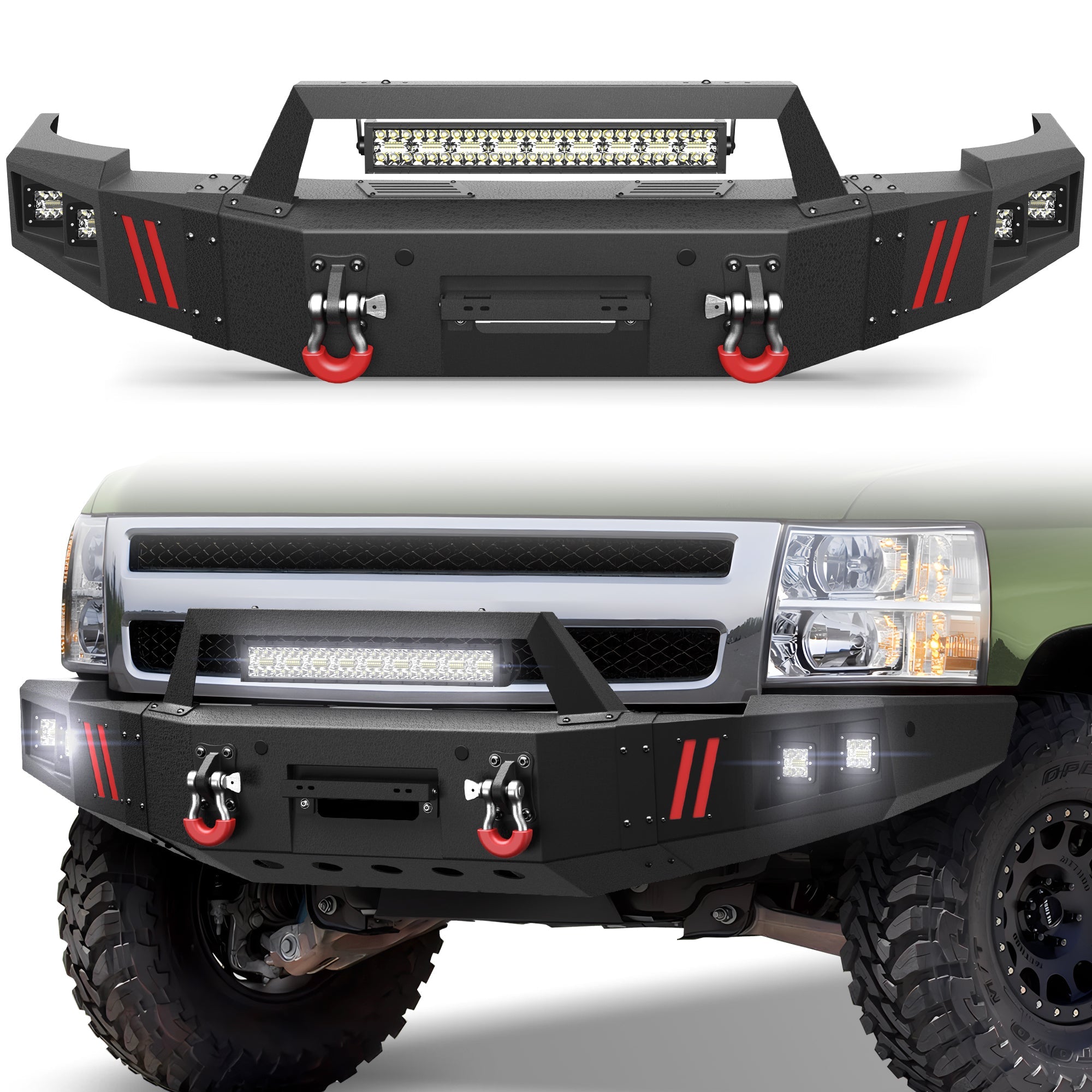 Front Bumper for 2007 2008 2009 2010 2011 2012 2013 Chevy Silverado 1500 Pickup w/Winch Plate - nadiaauto