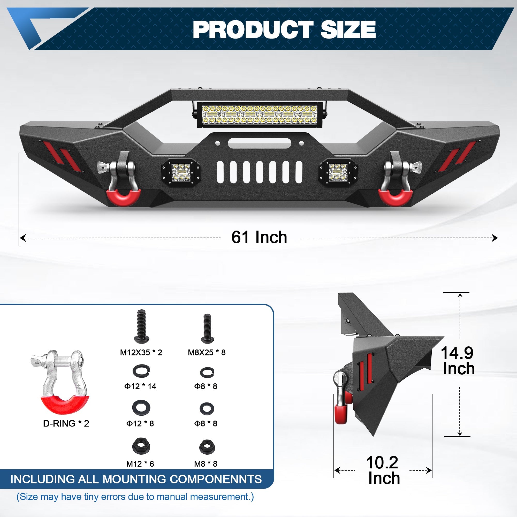 Front Bumper for 2007 - 2026 Jeep Wrangler JK JL JKU JLU & Gladiator JT - nadiaauto