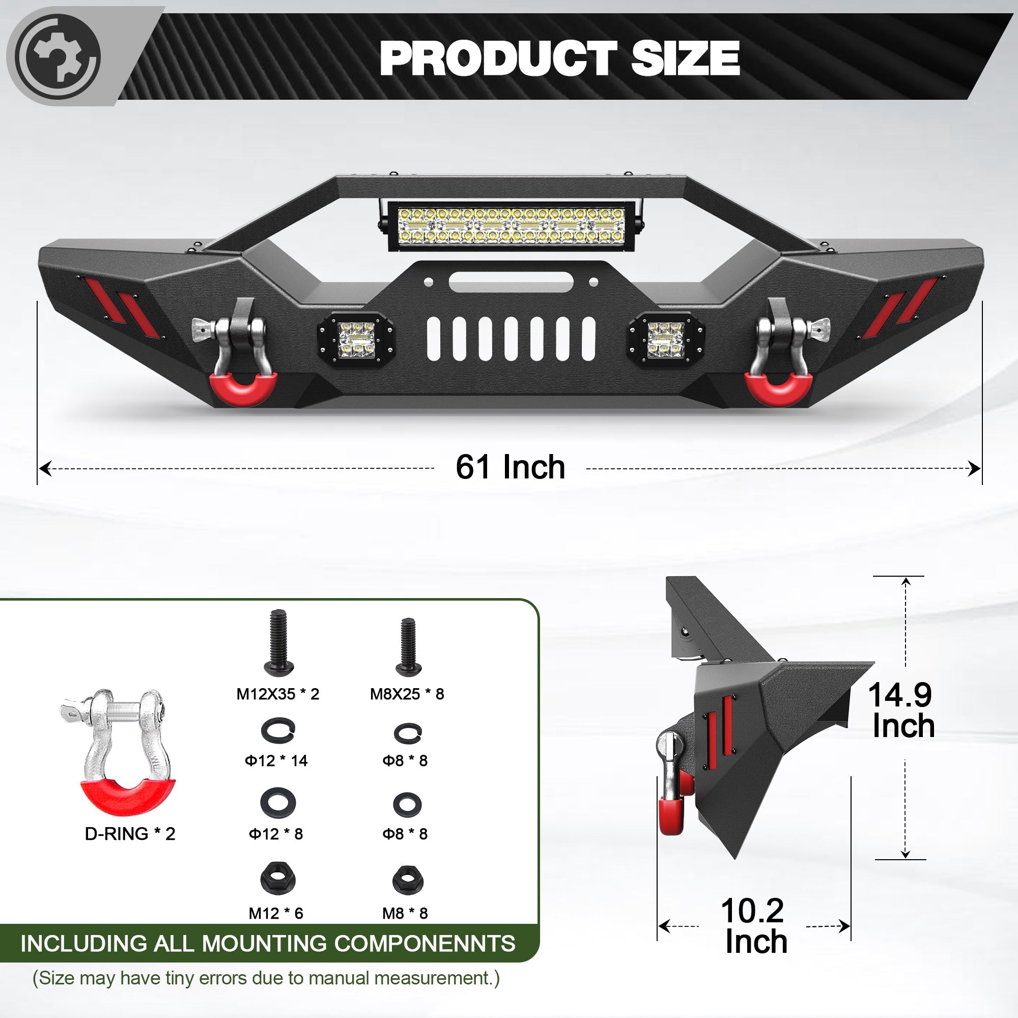 Front Bumper for 2007-2026 Jeep Wrangler JK JL JKU JLU & Gladiator JT - nadiaauto