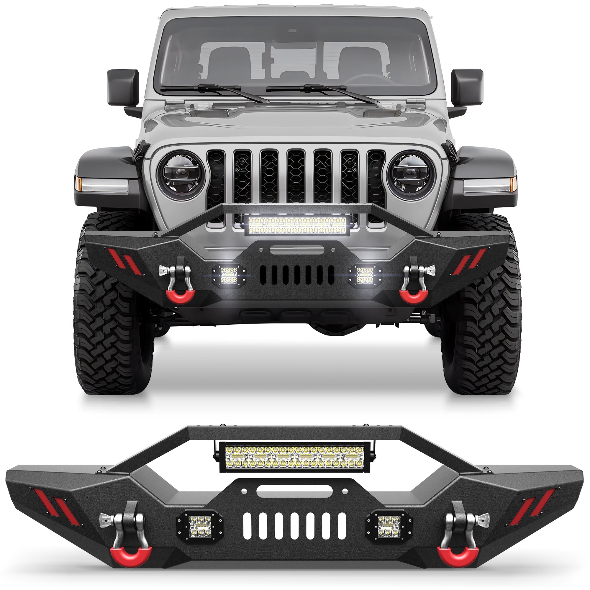Front Bumper for 2007 - 2026 Jeep Wrangler JK JL JKU JLU & Gladiator JT - nadiaauto