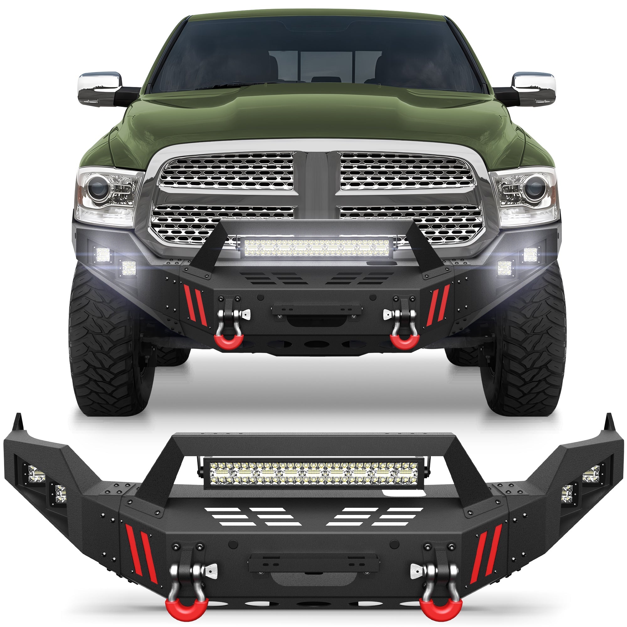 Front Bumper for 2013-2018 Ram 1500 (Excl. Rebel) and 2019-2024 Ram 1500 Classic (Excl. Warlock) - nadiaauto