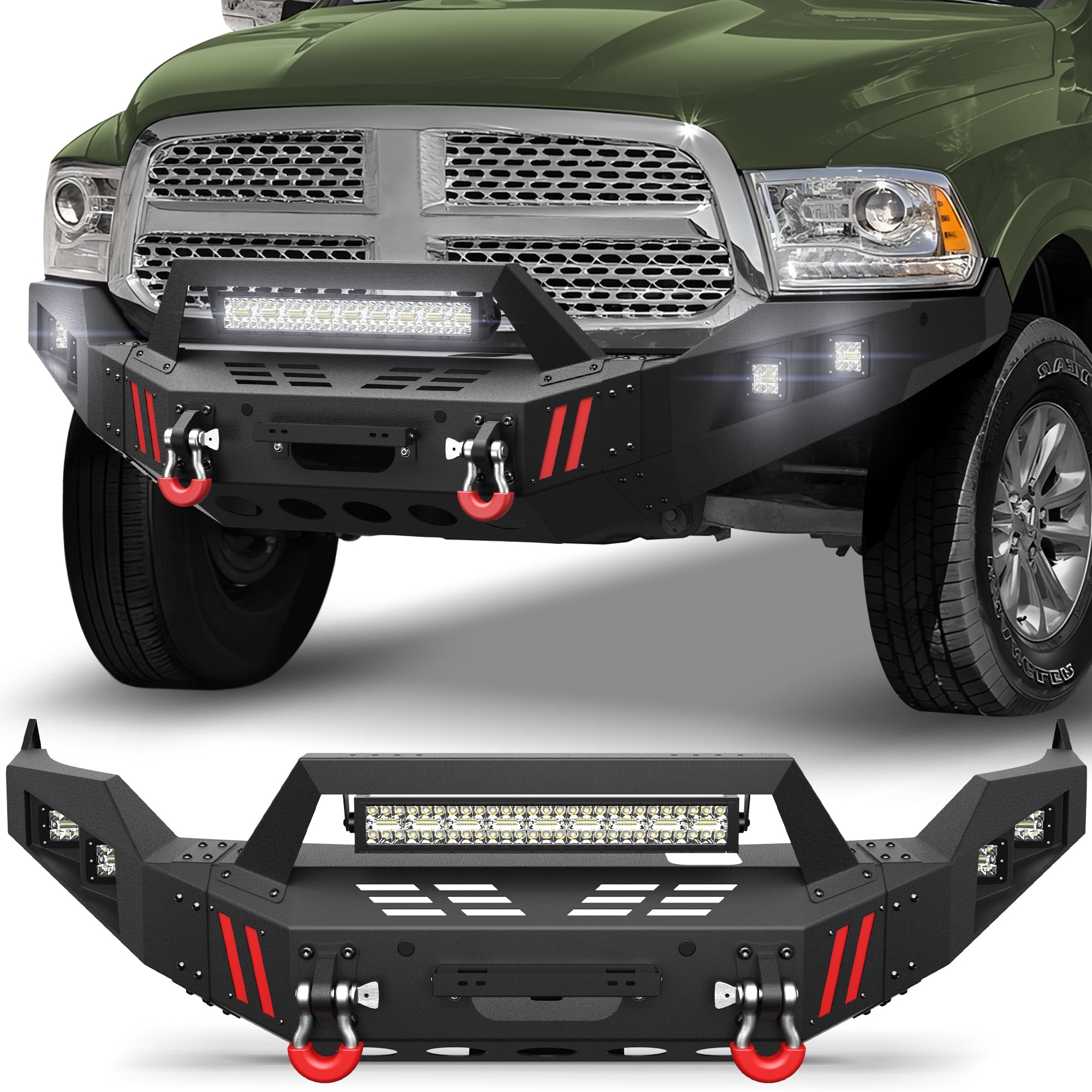 Front Bumper for 2013-2018 Ram 1500 (Excl. Rebel) and 2019-2024 Ram 1500 Classic (Excl. Warlock) - nadiaauto