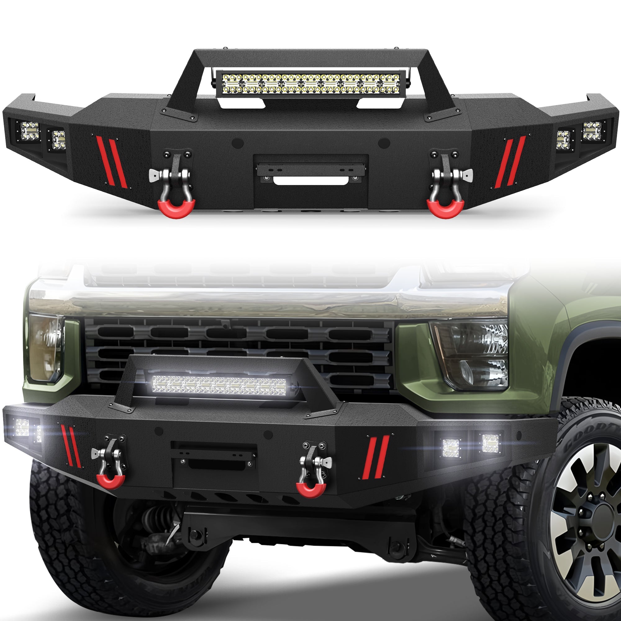 Front Bumper for 2020 2021 2022 2023 Chevy Silverado 2500/3500 2020-2023 w/Winch Plate - nadiaauto