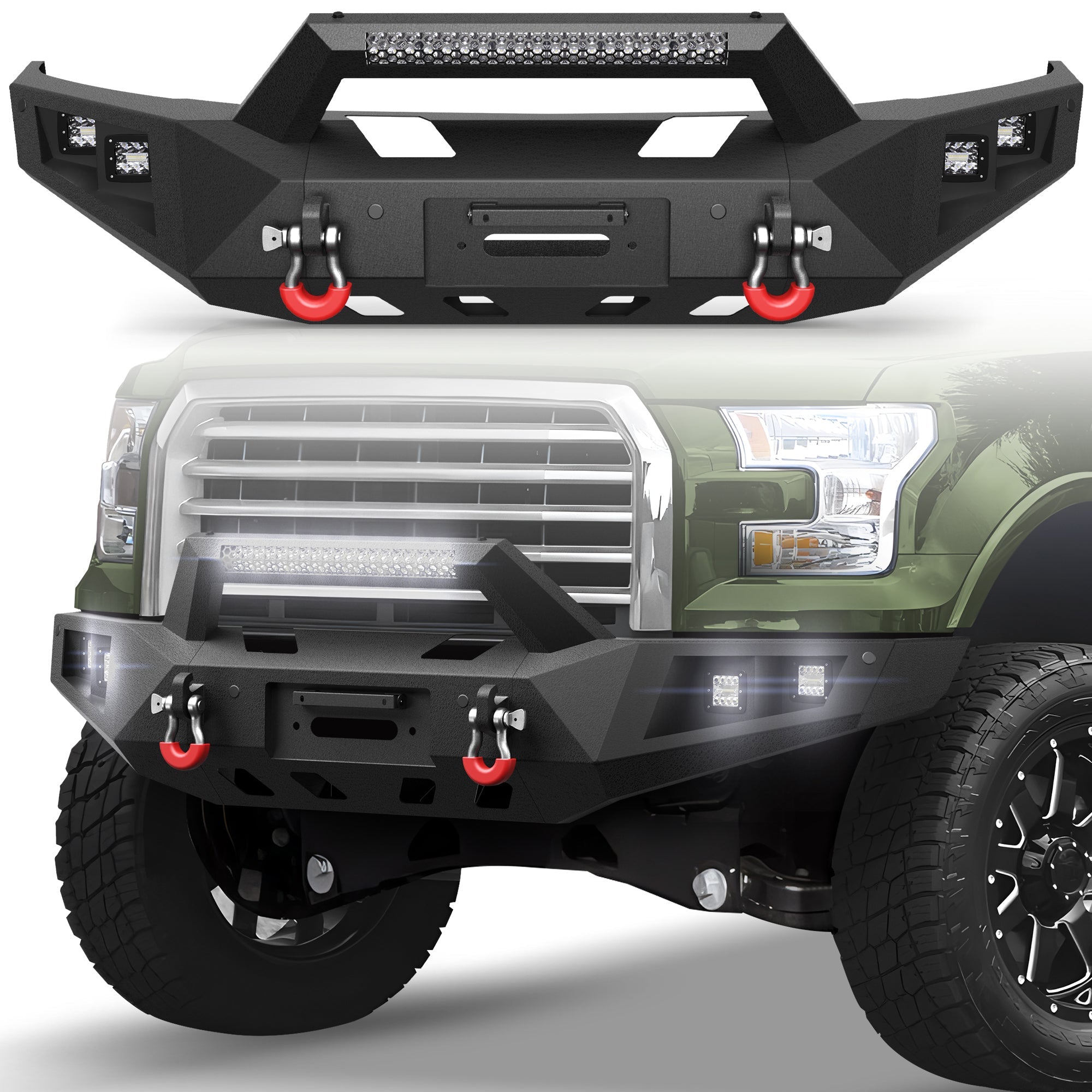 Front Bumper Offroad Bumper for 2015 2016 2017 Ford F150 Pickup Truck (Excluding Raptor & Ecoboost) - nadiaauto