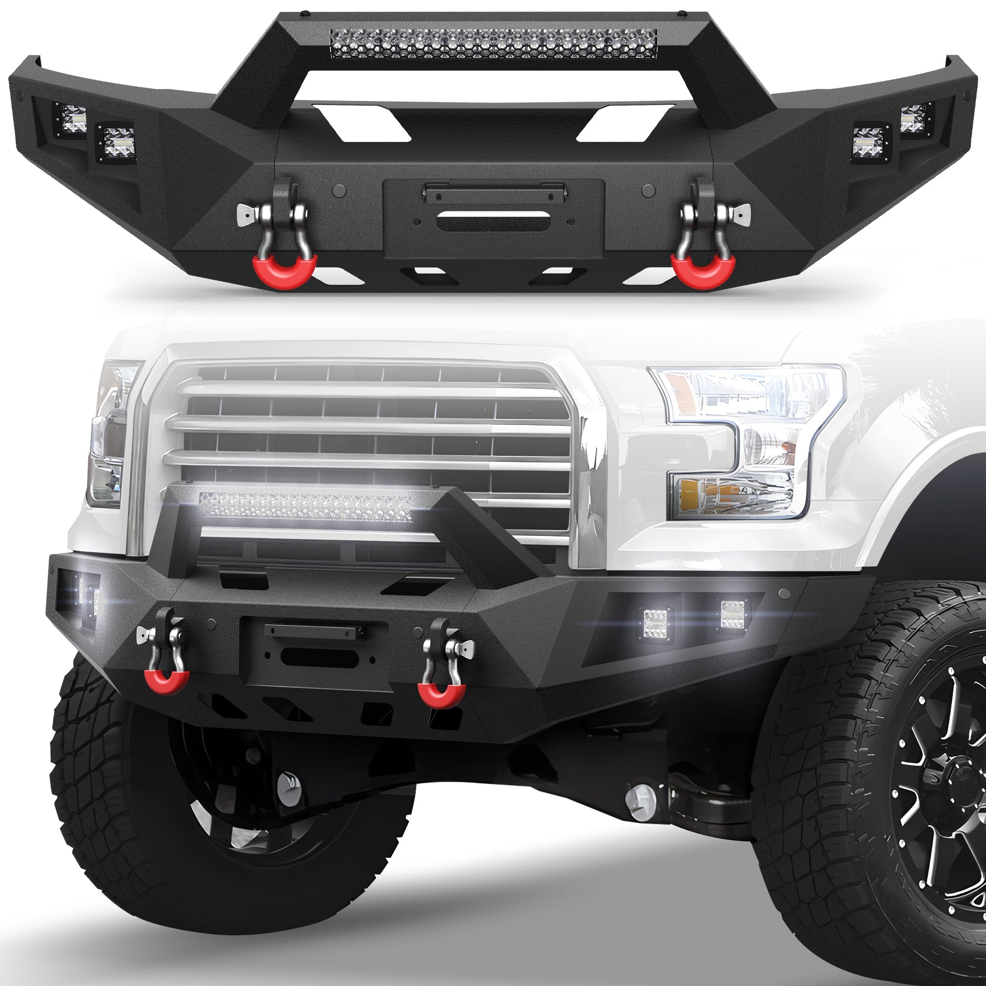 Front Bumper Offroad Bumper for 2015 2016 2017 Ford F150 Pickup Truck (Excluding Raptor & Ecoboost) - nadiaauto