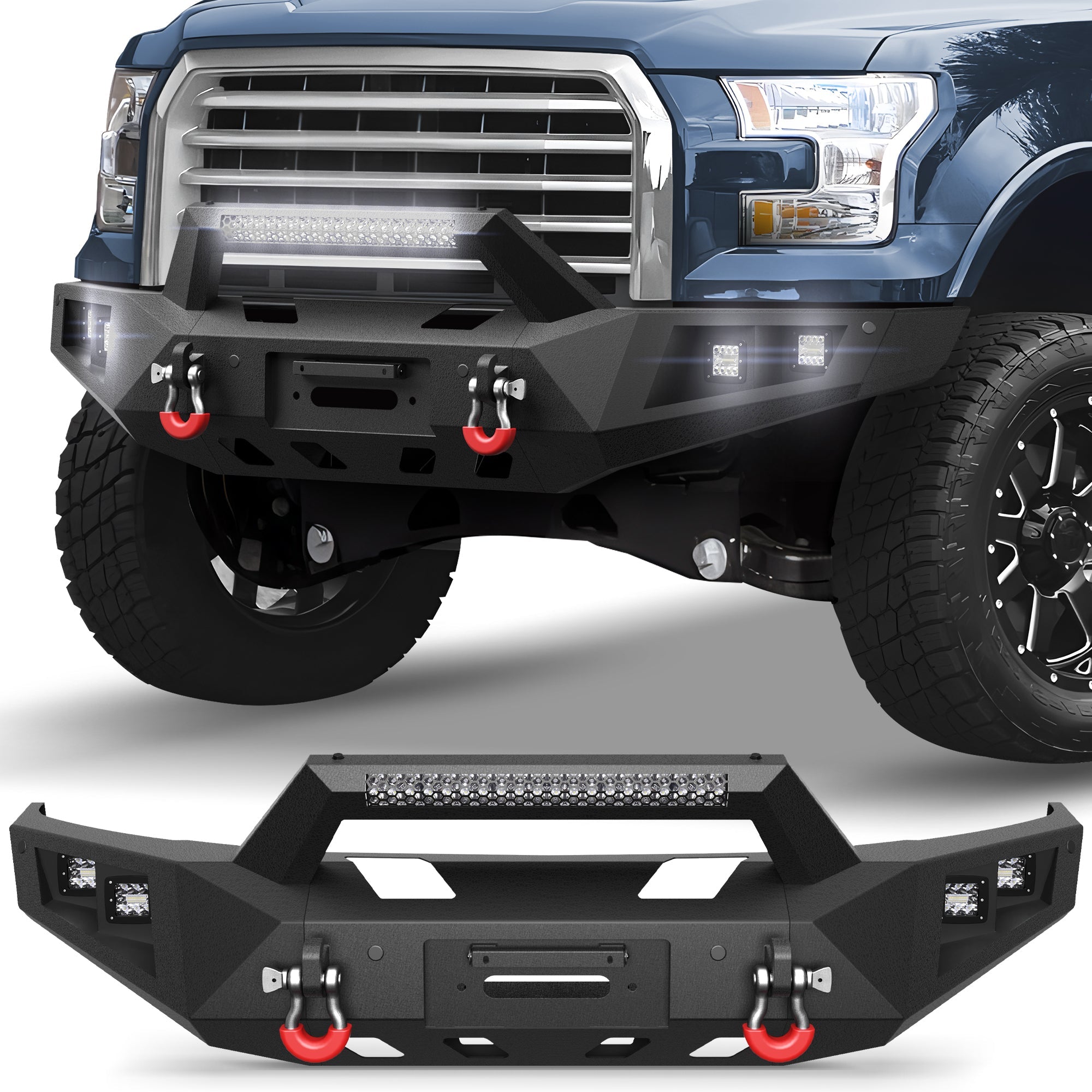 Front Bumper Offroad Bumper for 2015 2016 2017 Ford F150 Pickup Truck (Excluding Raptor & Ecoboost) - nadiaauto
