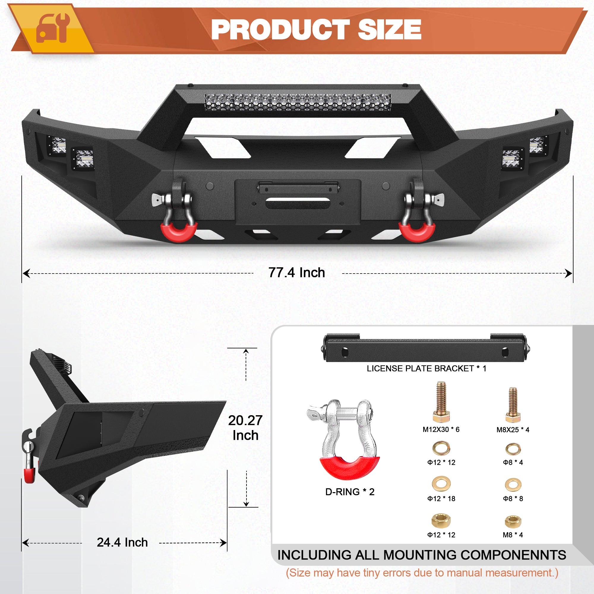 Front Bumper Offroad Bumper for 2015 2016 2017 Ford F150 Pickup Truck (Excluding Raptor & Ecoboost) - nadiaauto