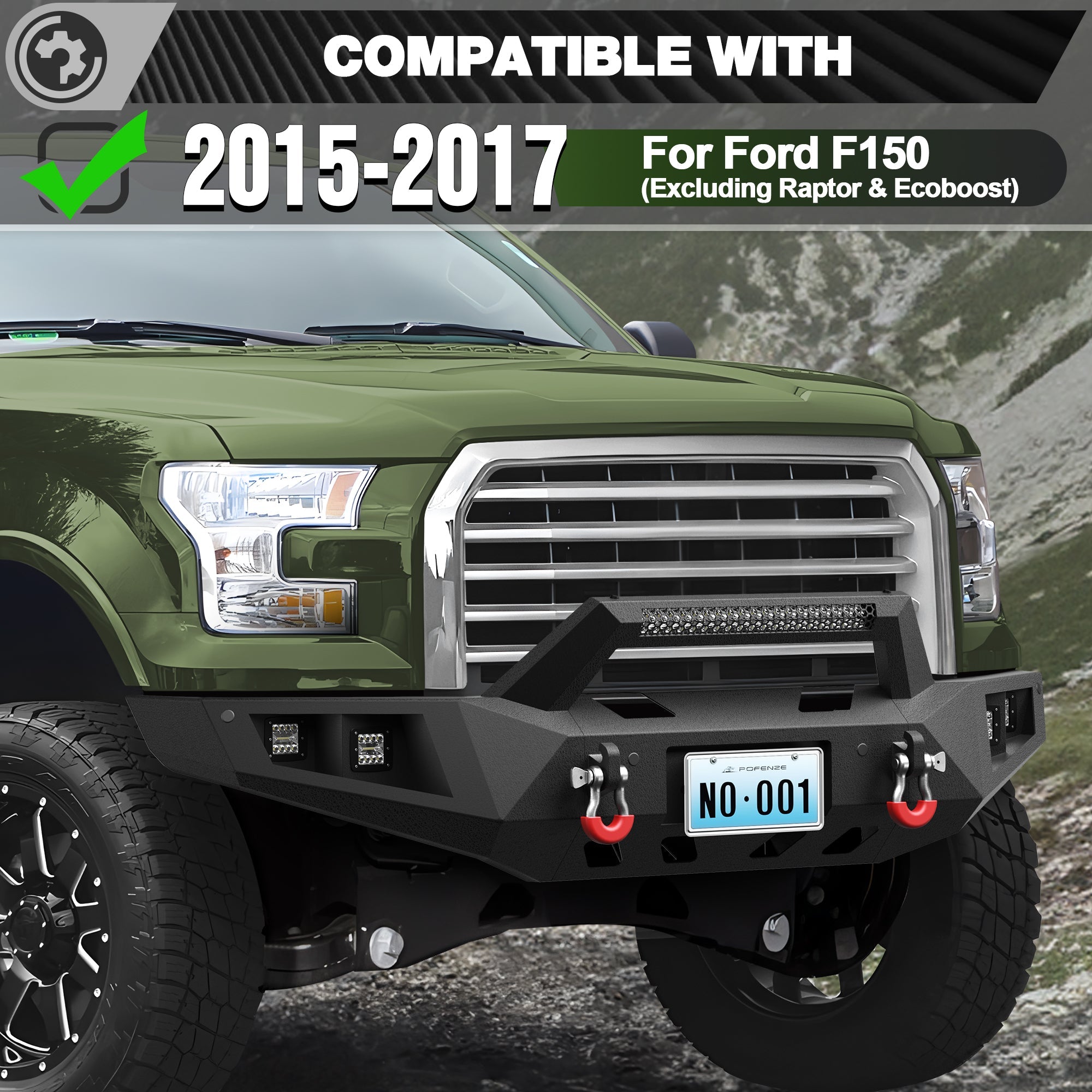 Front Bumper Offroad Bumper for 2015 2016 2017 Ford F150 Pickup Truck (Excluding Raptor & Ecoboost) - nadiaauto