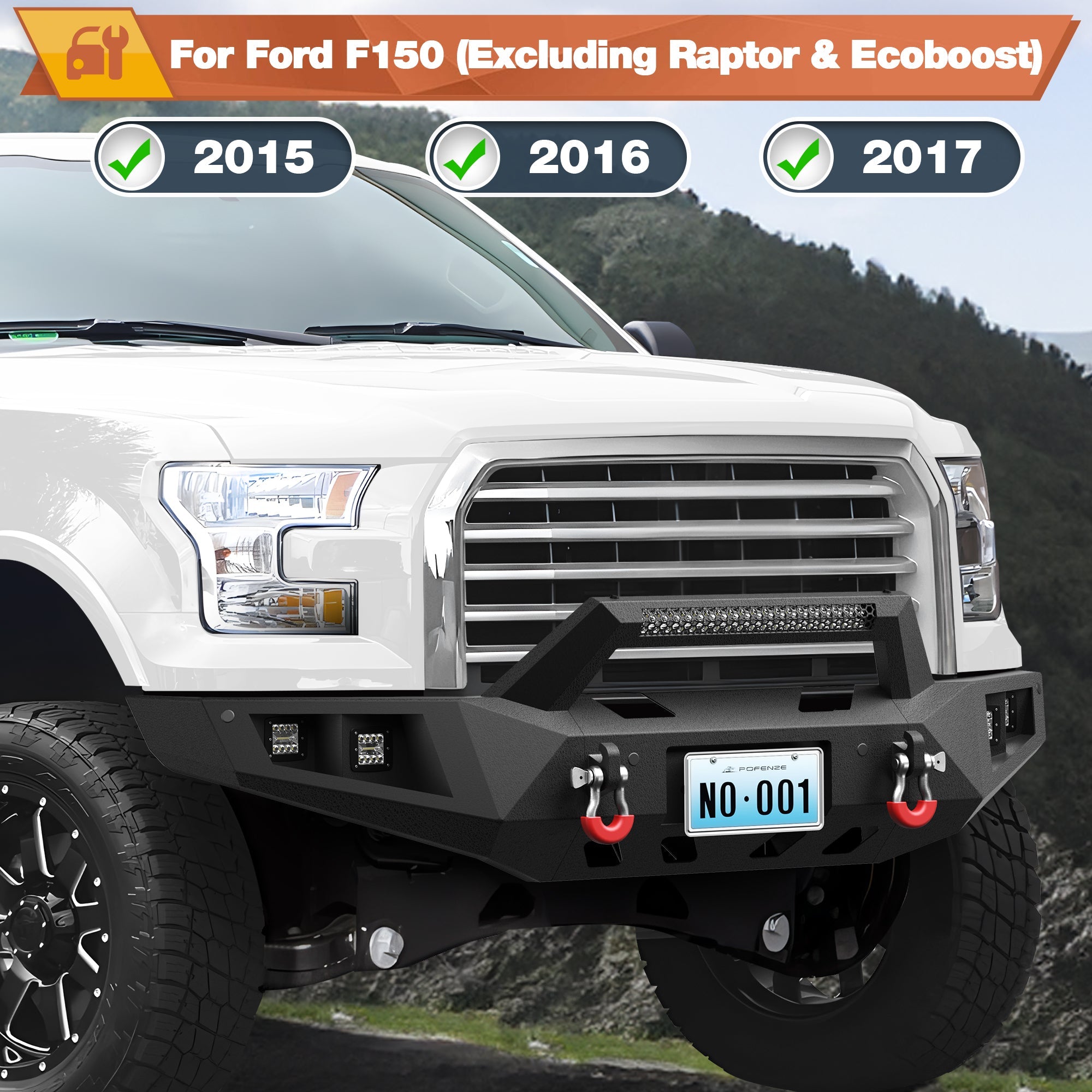 Front Bumper Offroad Bumper for 2015 2016 2017 Ford F150 Pickup Truck (Excluding Raptor & Ecoboost) - nadiaauto