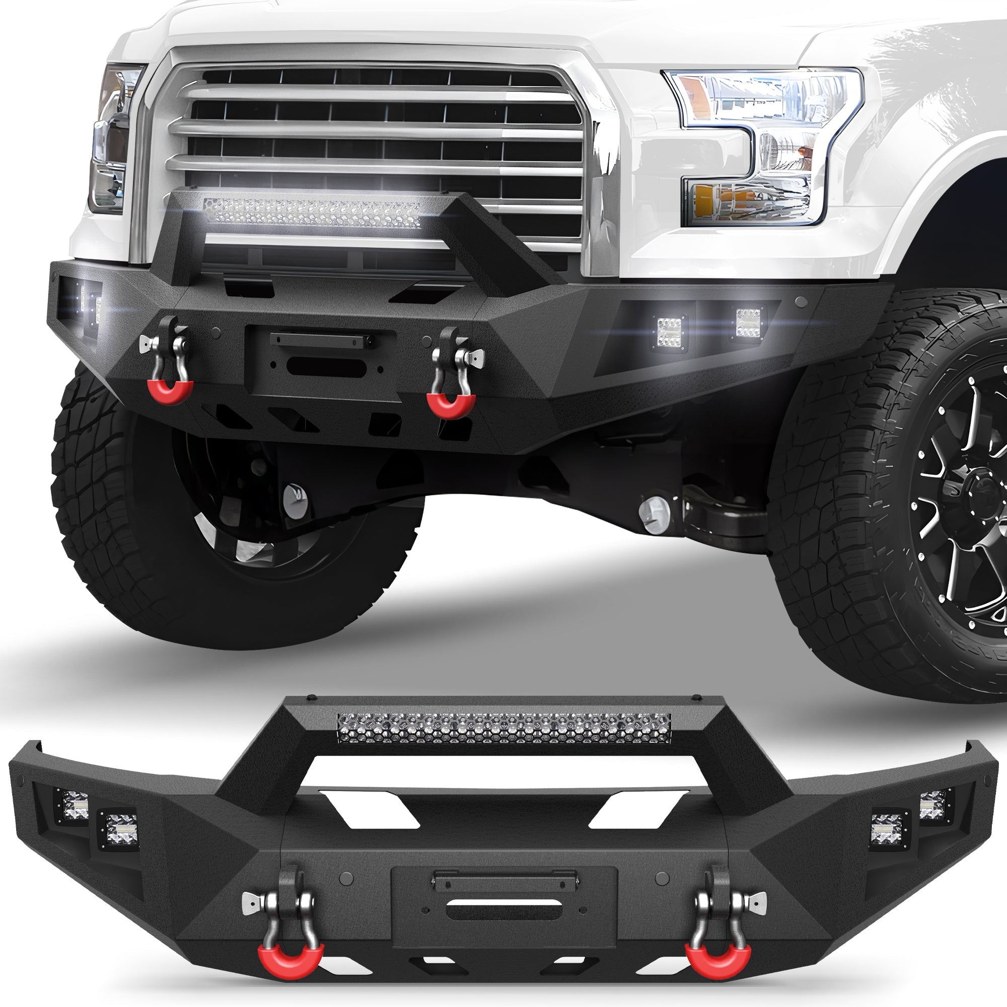 Front Bumper Offroad Bumper for 2015 2016 2017 Ford F150 Pickup Truck (Excluding Raptor & Ecoboost) - nadiaauto