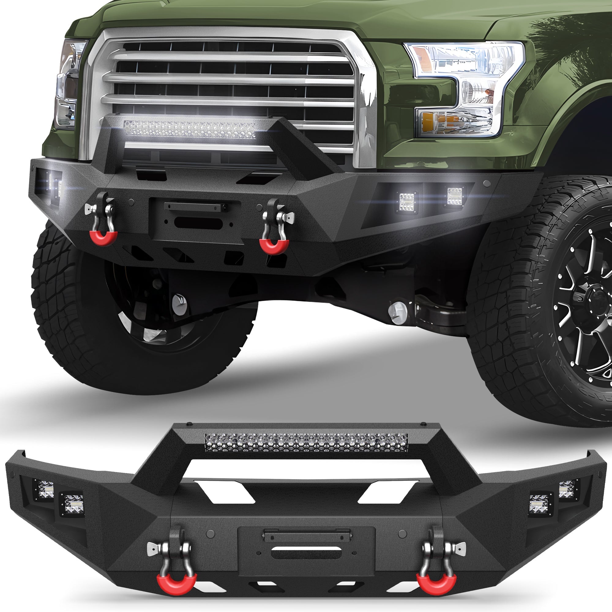 Front Bumper Offroad Bumper for 2015 2016 2017 Ford F150 Pickup Truck (Excluding Raptor & Ecoboost) - nadiaauto