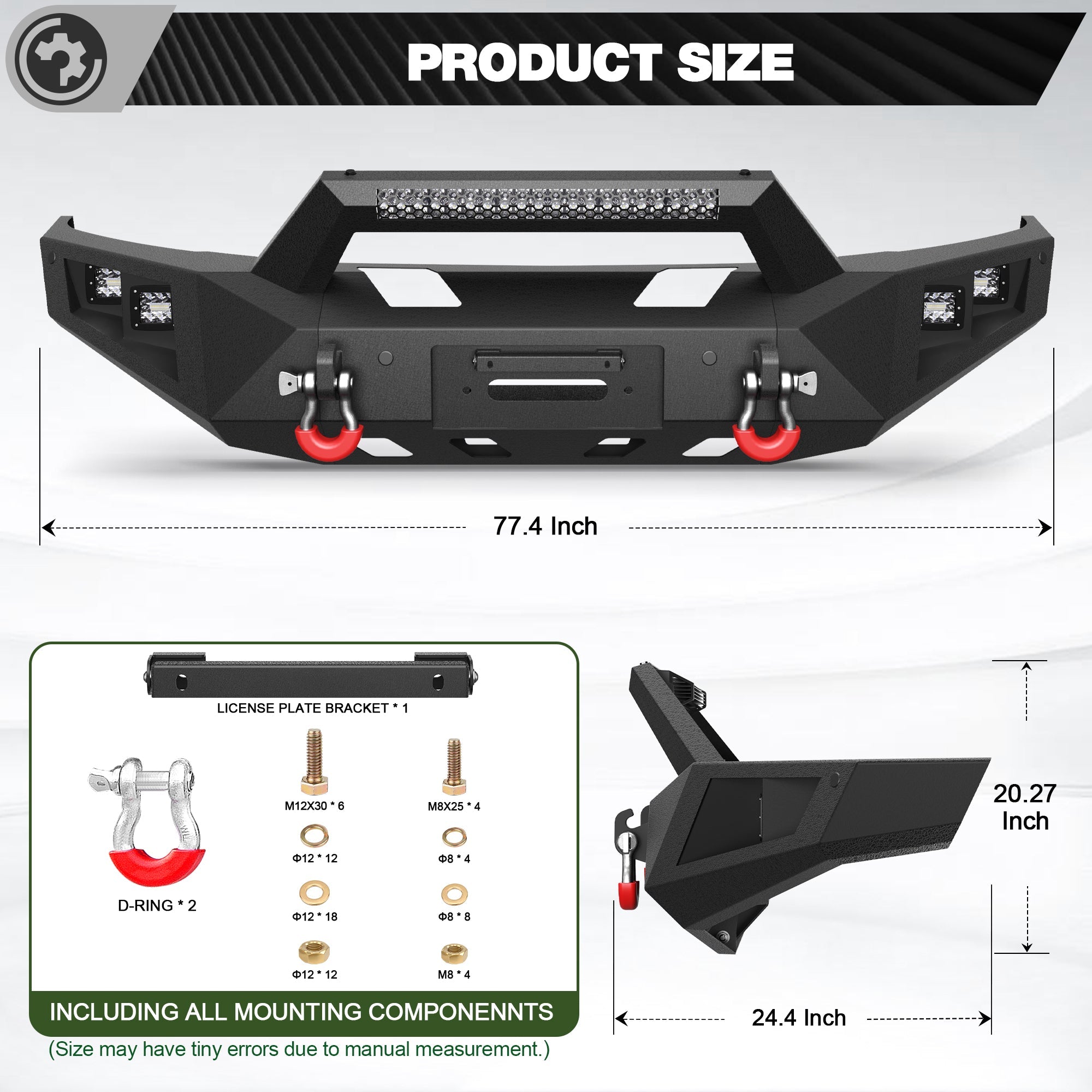 Front Bumper Offroad Bumper for 2015 2016 2017 Ford F150 Pickup Truck (Excluding Raptor & Ecoboost) - nadiaauto