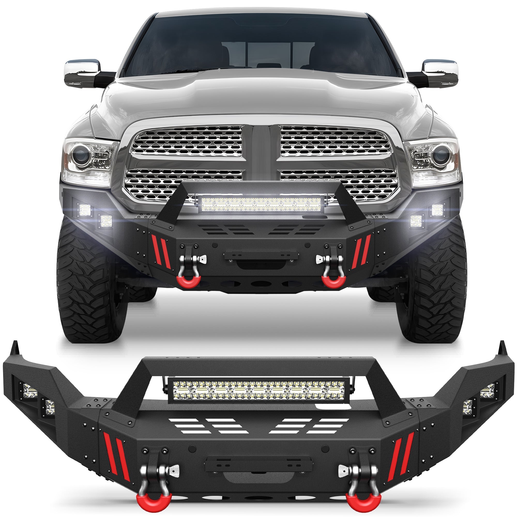 Front Bumper for 2013-2018 Ram 1500 (Excl. Rebel) and 2019-2024 Ram 1500 Classic (Excl. Warlock) - nadiaauto