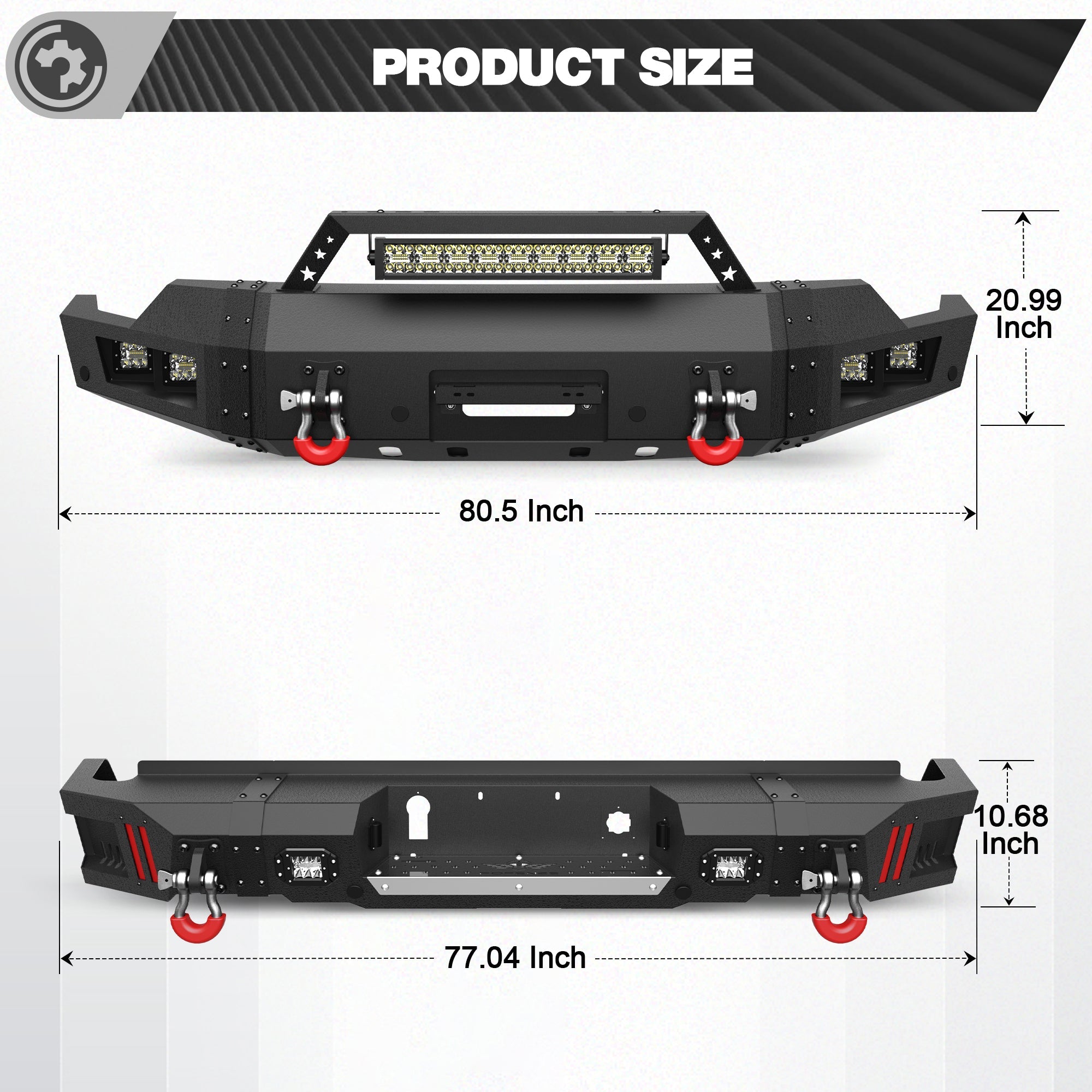 Heavy Duty Bumper Set for GMC Sierra 1500 2019-2022 with Winch Plate, LED Lights - nadiaauto