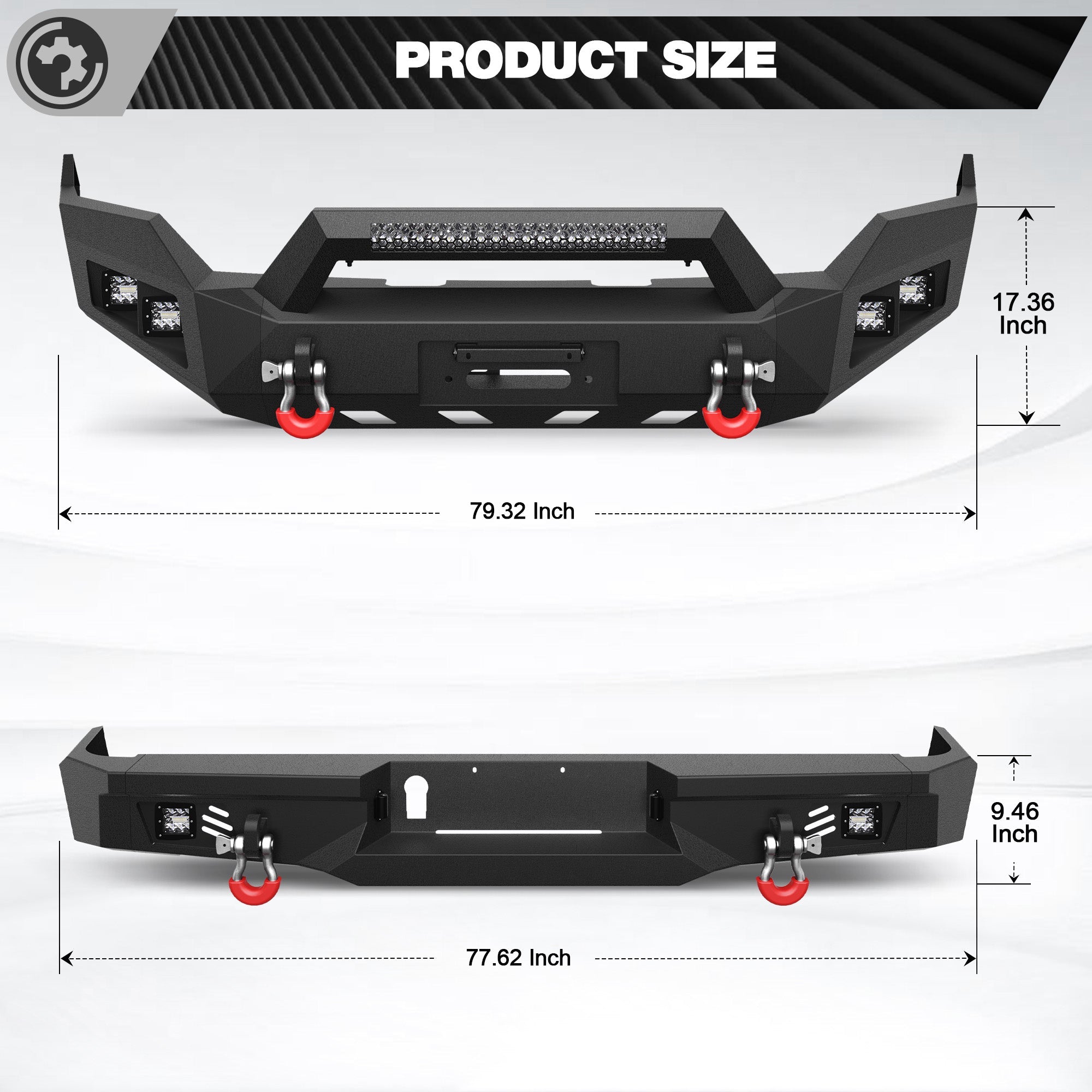 Heavy Duty Bumper with Winch Plate and Bright LED Lights for Ram 1500 (2013-2018, 2019-2024) - nadiaauto