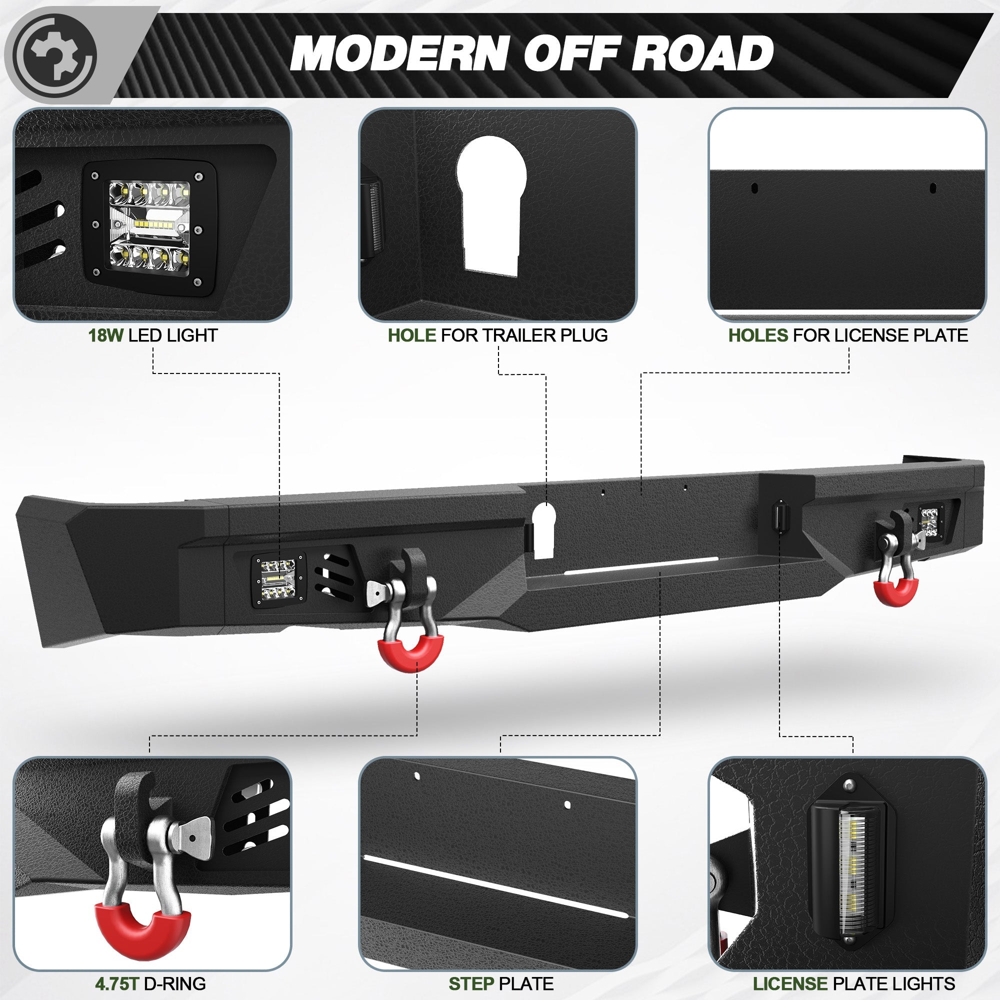 Heavy Duty Bumper with Winch Plate and Bright LED Lights for Ram 1500 (2013-2018, 2019-2024) - nadiaauto