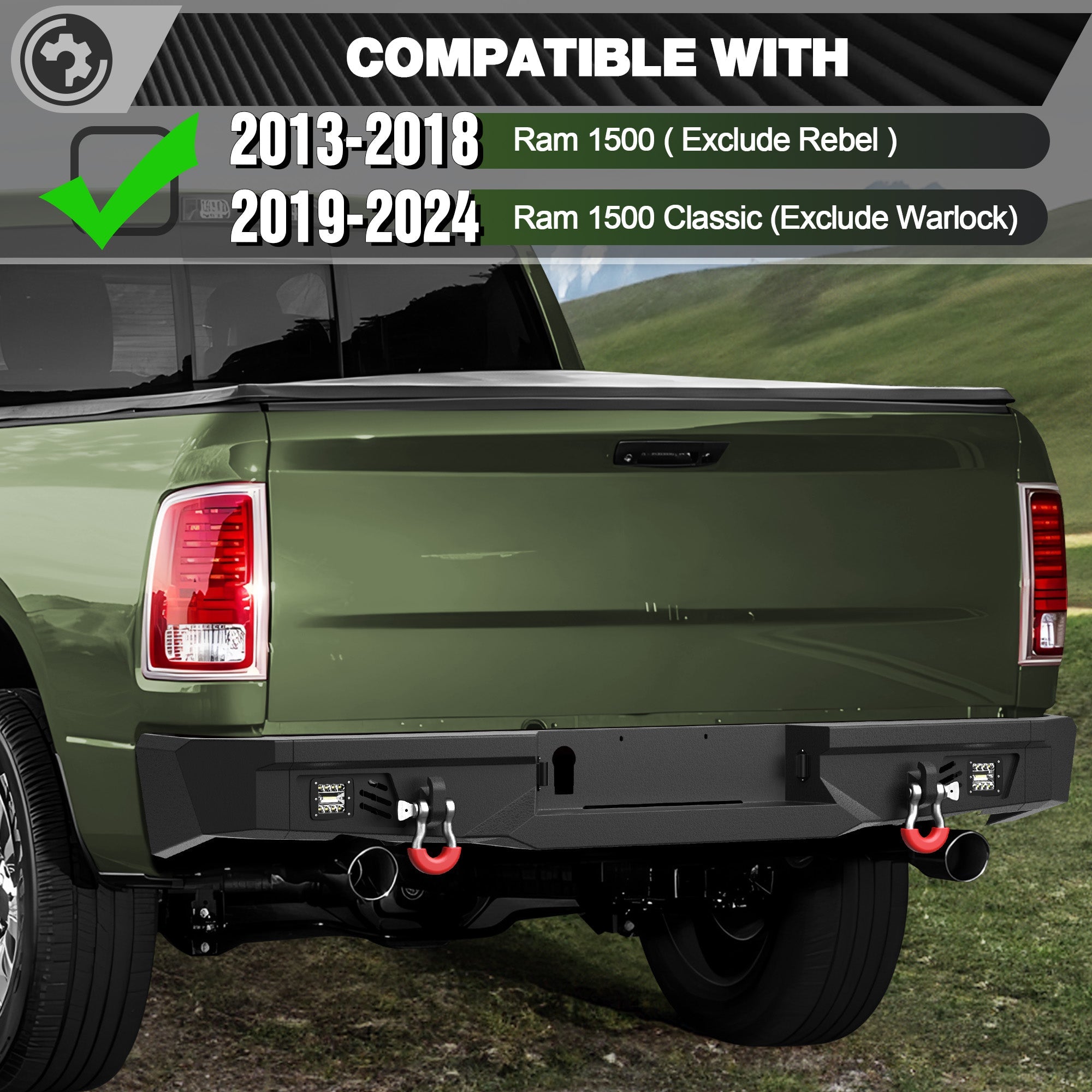 Heavy Duty Bumper with Winch Plate and Bright LED Lights for Ram 1500 (2013-2018, 2019-2024) - nadiaauto