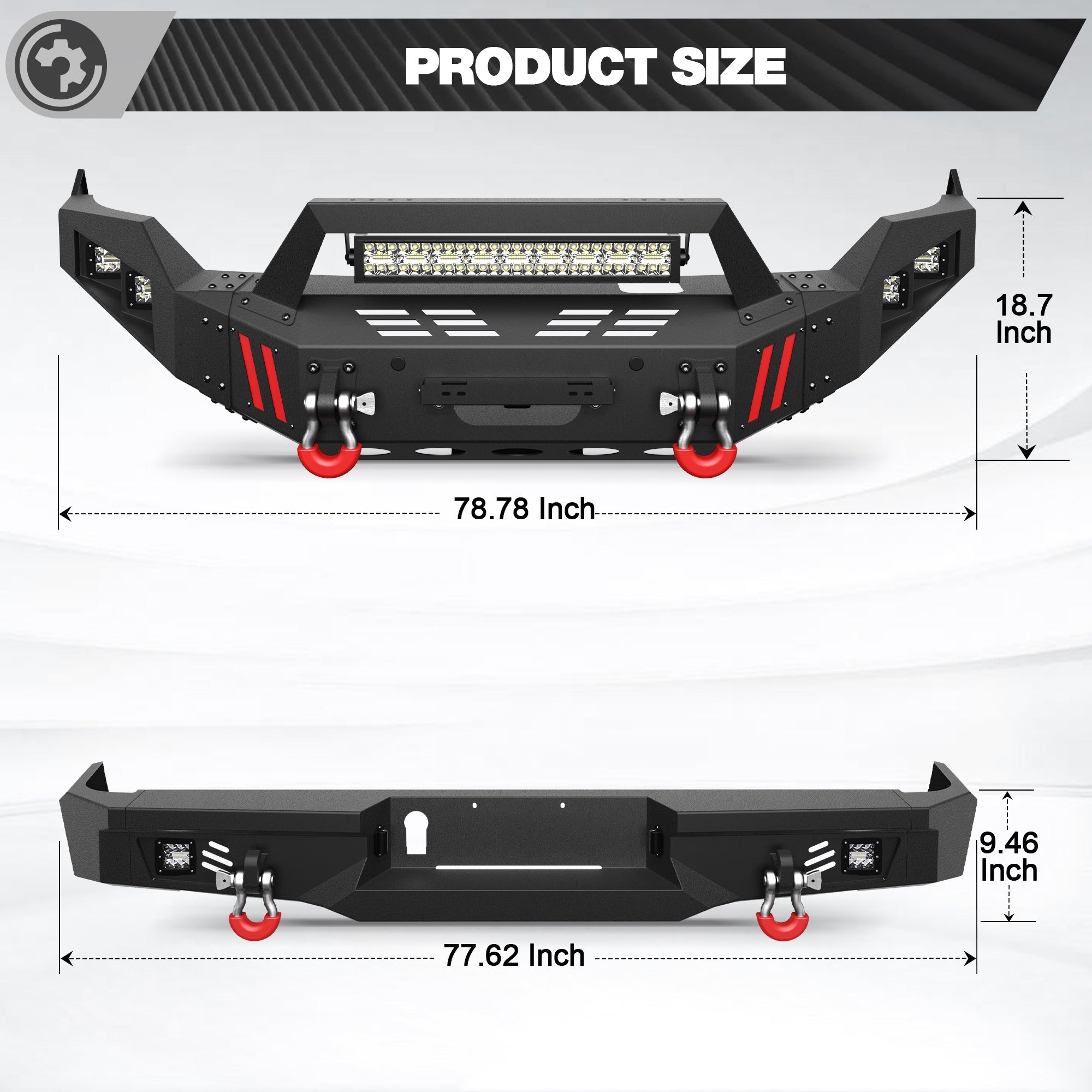 Heavy Duty Steel Bumper with Winch Plate for 2013-2018 Ram 1500 & 2019-2024 Ram 1500 Classic - nadiaauto