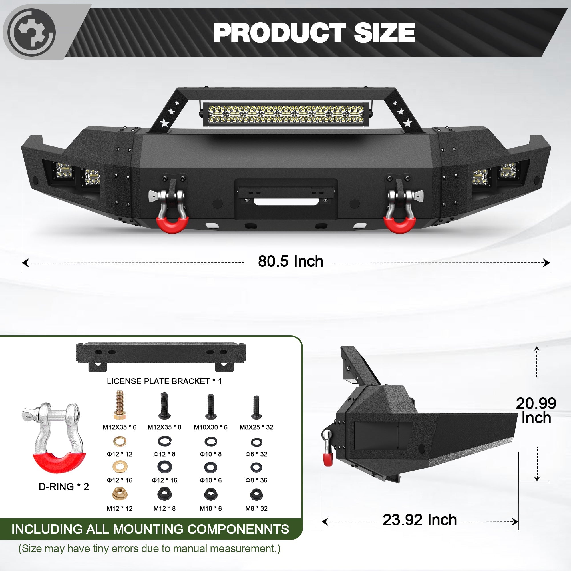 Heavy Duty Steel Front Bumper with Winch Plate Fits 2019 to 2022 GMC Sierra 1500 - nadiaauto