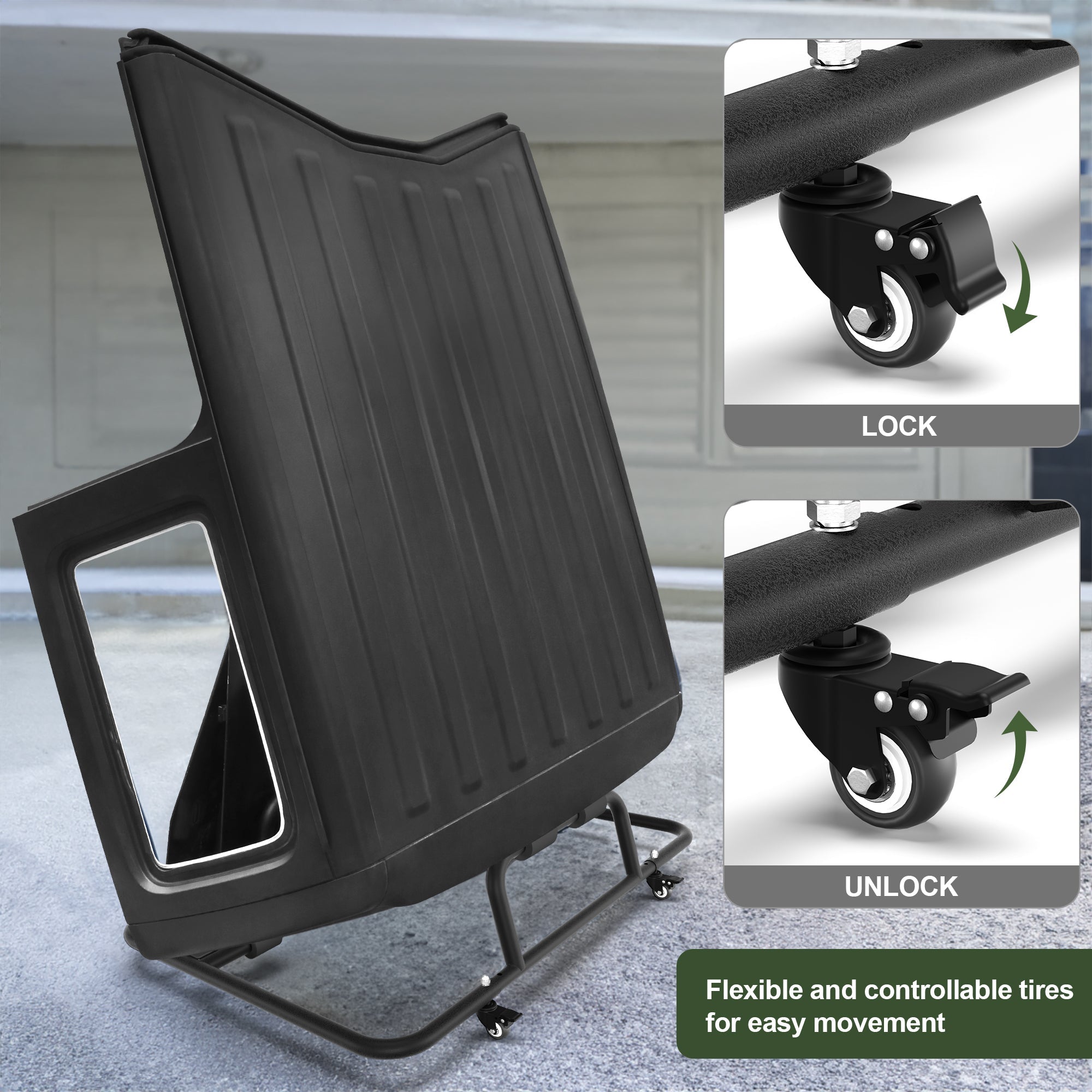 Jeep Hardtop Storage Cart for Wrangler YJ TJ JK JL 1976-2025, Jeep Hardtop Carrier Rack with Locking Wheels, Adjustable Roof Panel Storage Stand - nadiaauto