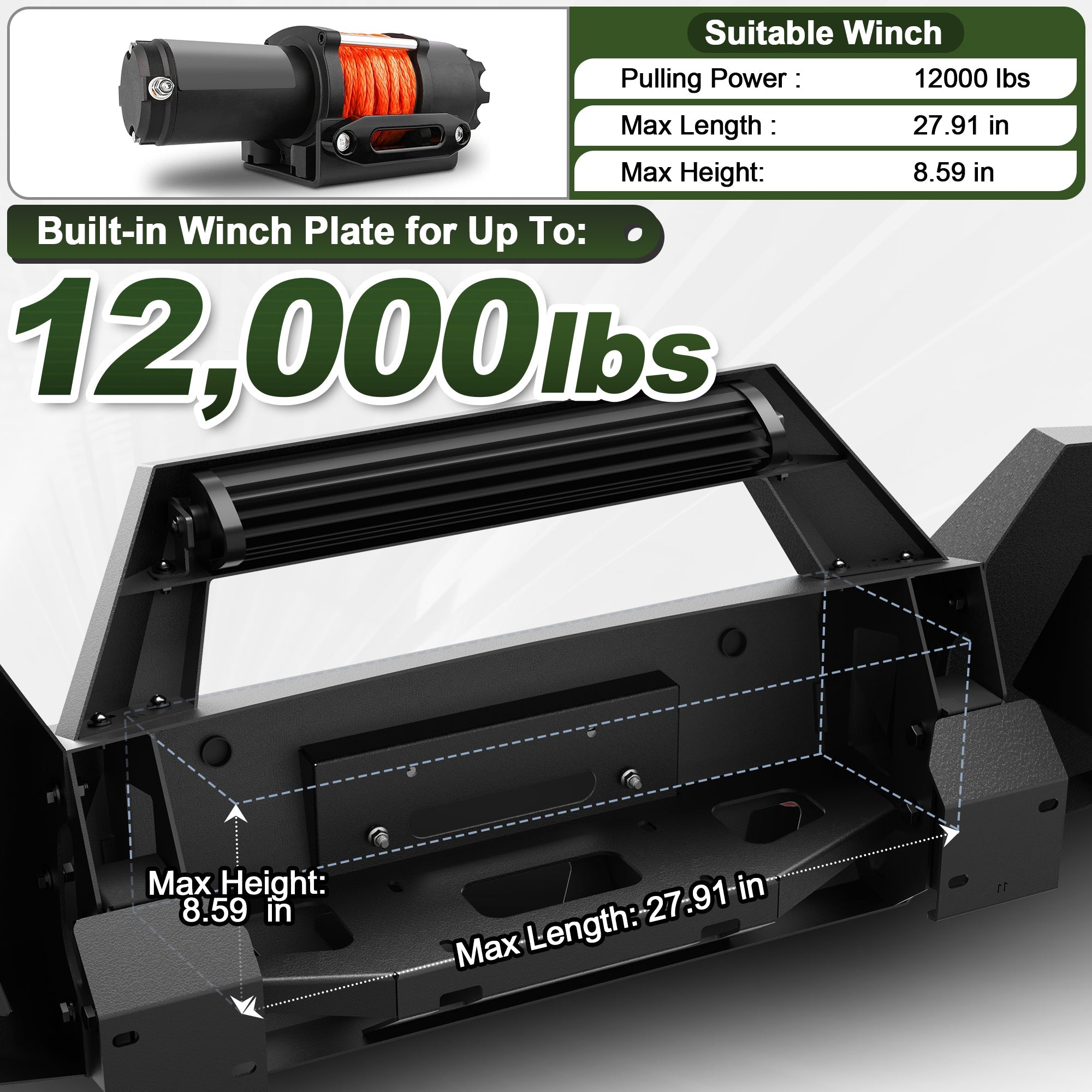 Offroad Front Bumper for Chevy Colorado 2015-2020 Pickup (Excluding ZR2) - nadiaauto