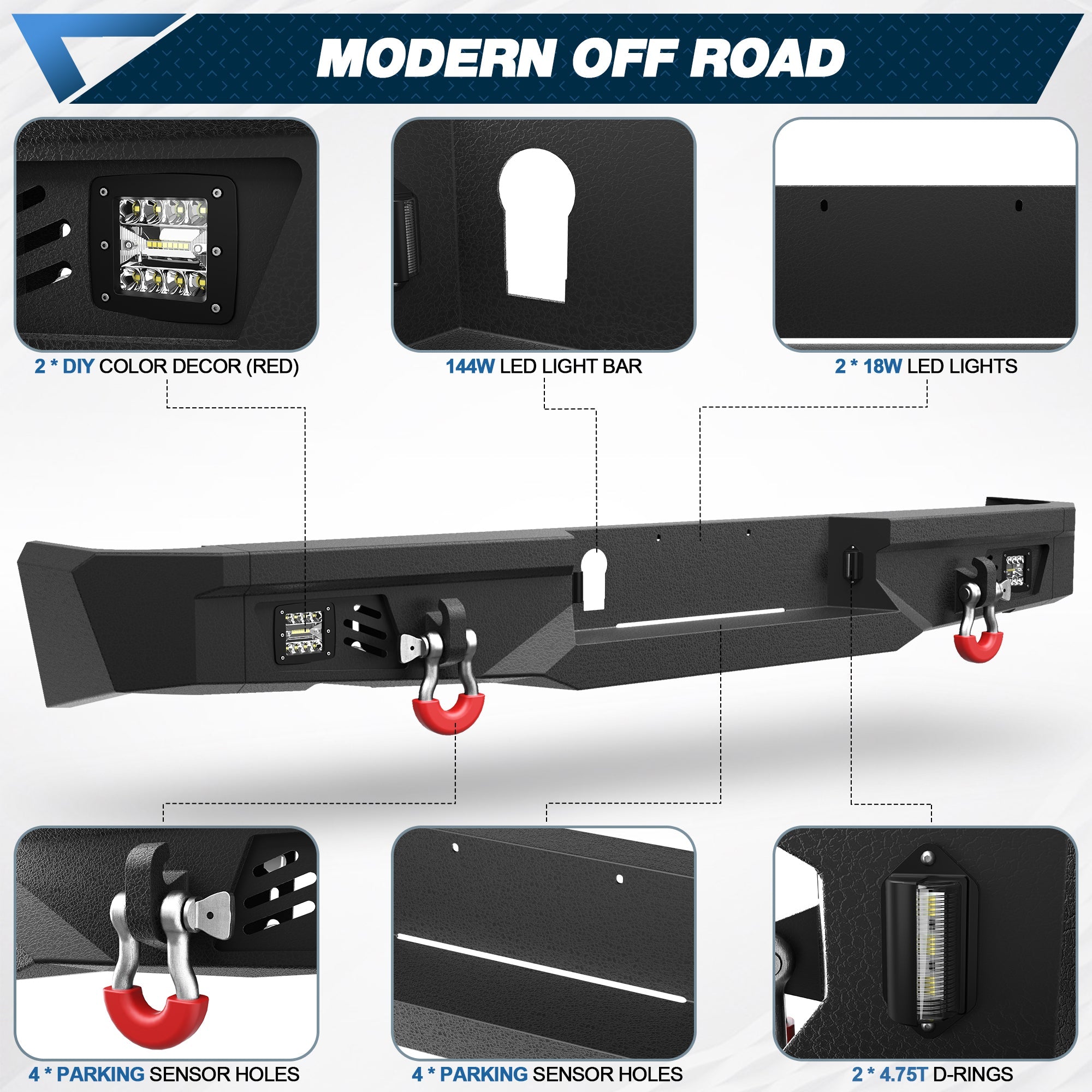 Ram 1500 Bumper Combo for 2013 - 2018 Ram 1500 (Exclude Rebel) and 2019 - 2024 Ram 1500 Classic (Exclude Warlock) - nadiaauto