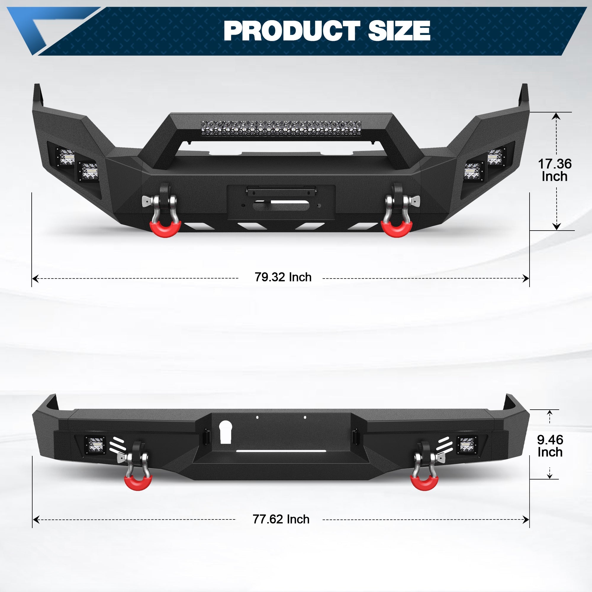 Ram 1500 Bumper Combo for 2013 - 2018 Ram 1500 (Exclude Rebel) and 2019 - 2024 Ram 1500 Classic (Exclude Warlock) - nadiaauto