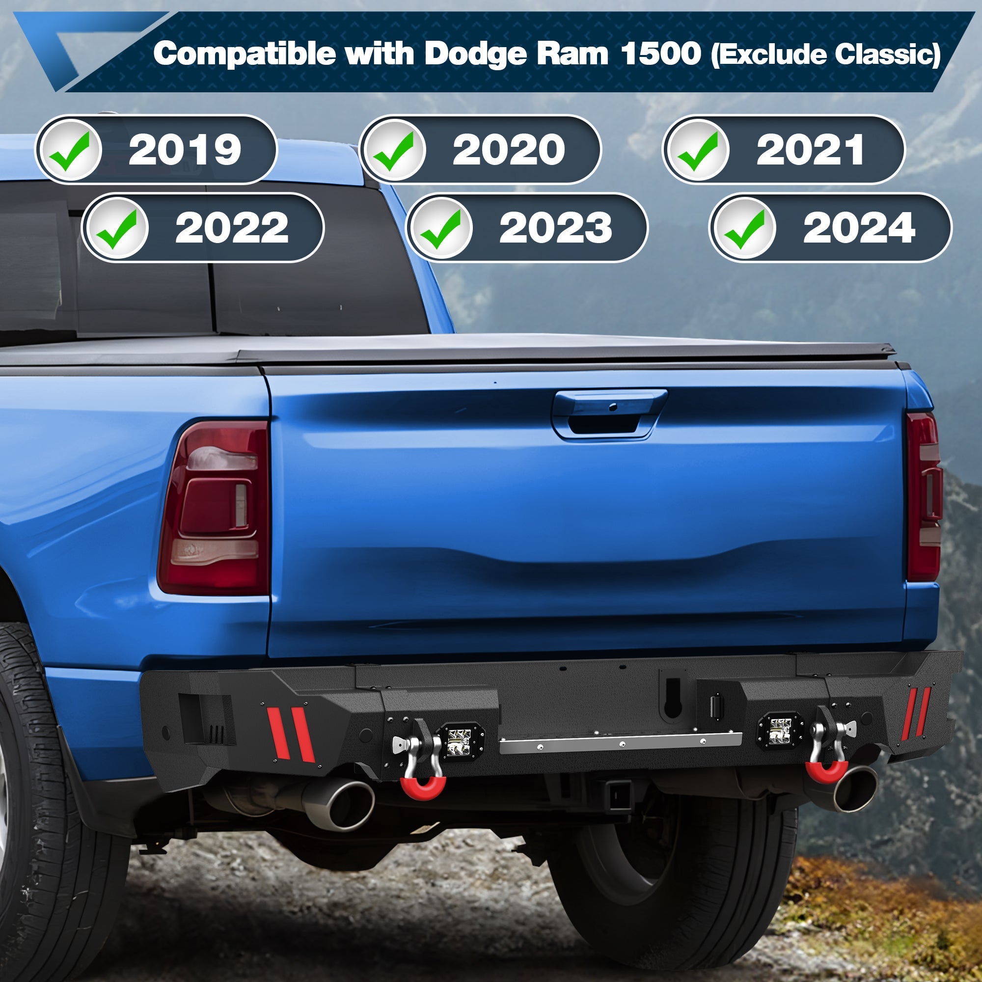 Ram 1500 Front and Rear Bumpers Fit Ram 1500 2019 2020 2021 2022 2023 2024 (Exclude Classic) - nadiaauto