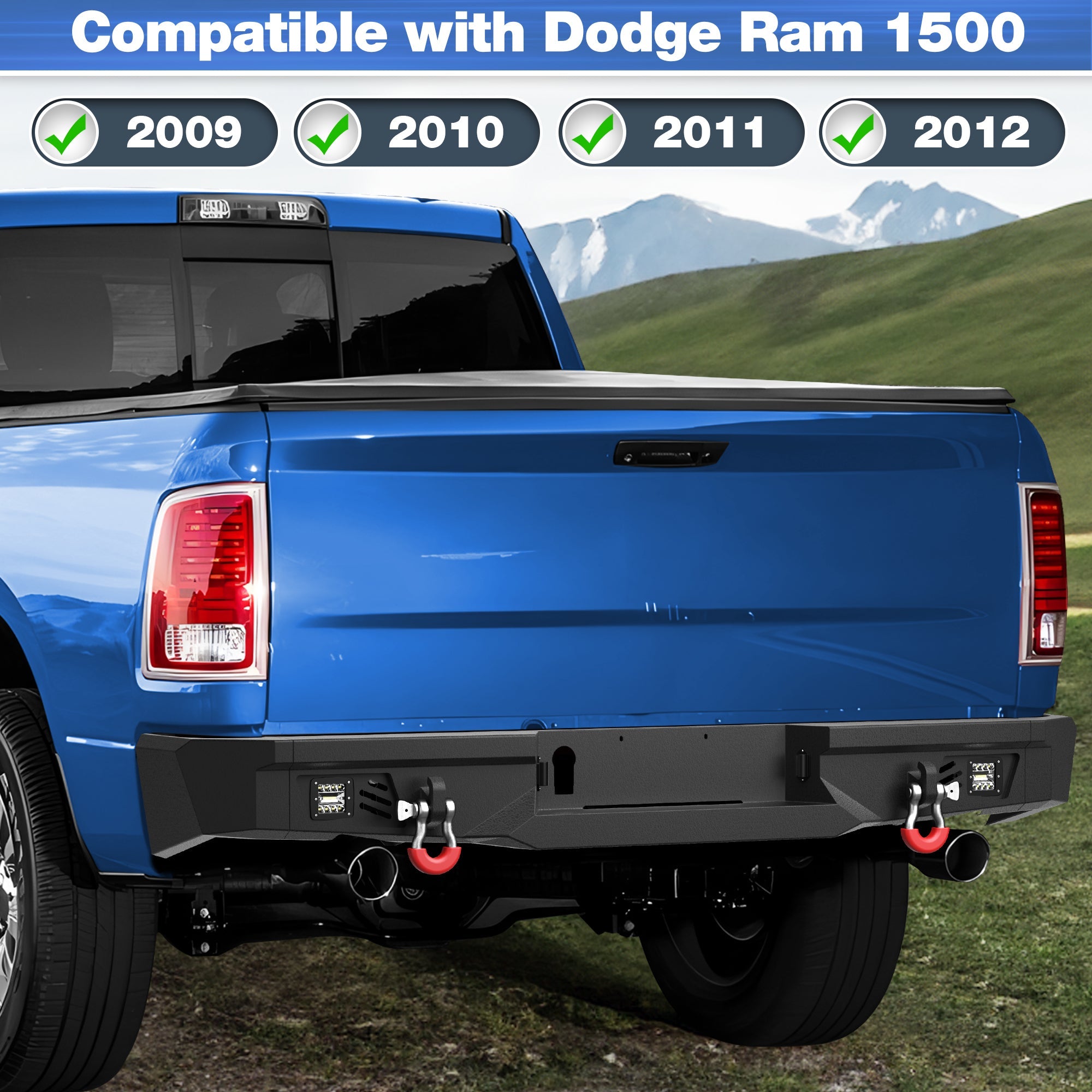 Ram 1500 Front Bumper and Rear Bumper Set for 2009 2010 2011 2012 Ram 1500 Pickup w/Winch Plate - nadiaauto