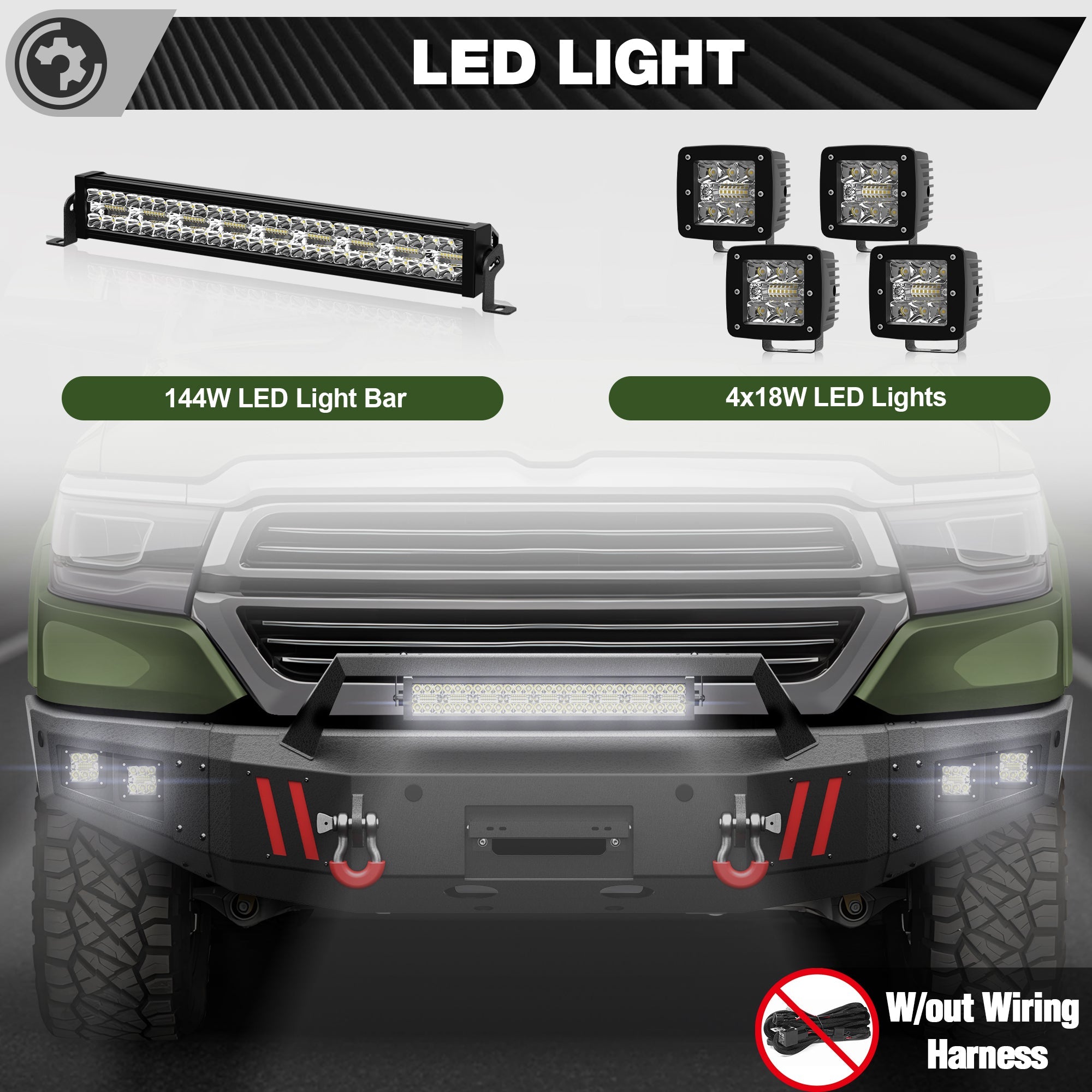 Ram 1500 Front Bumper Compatible with Dodge Ram 1500 2019-2024 (Exclude Classic) with Winch Plate - nadiaauto