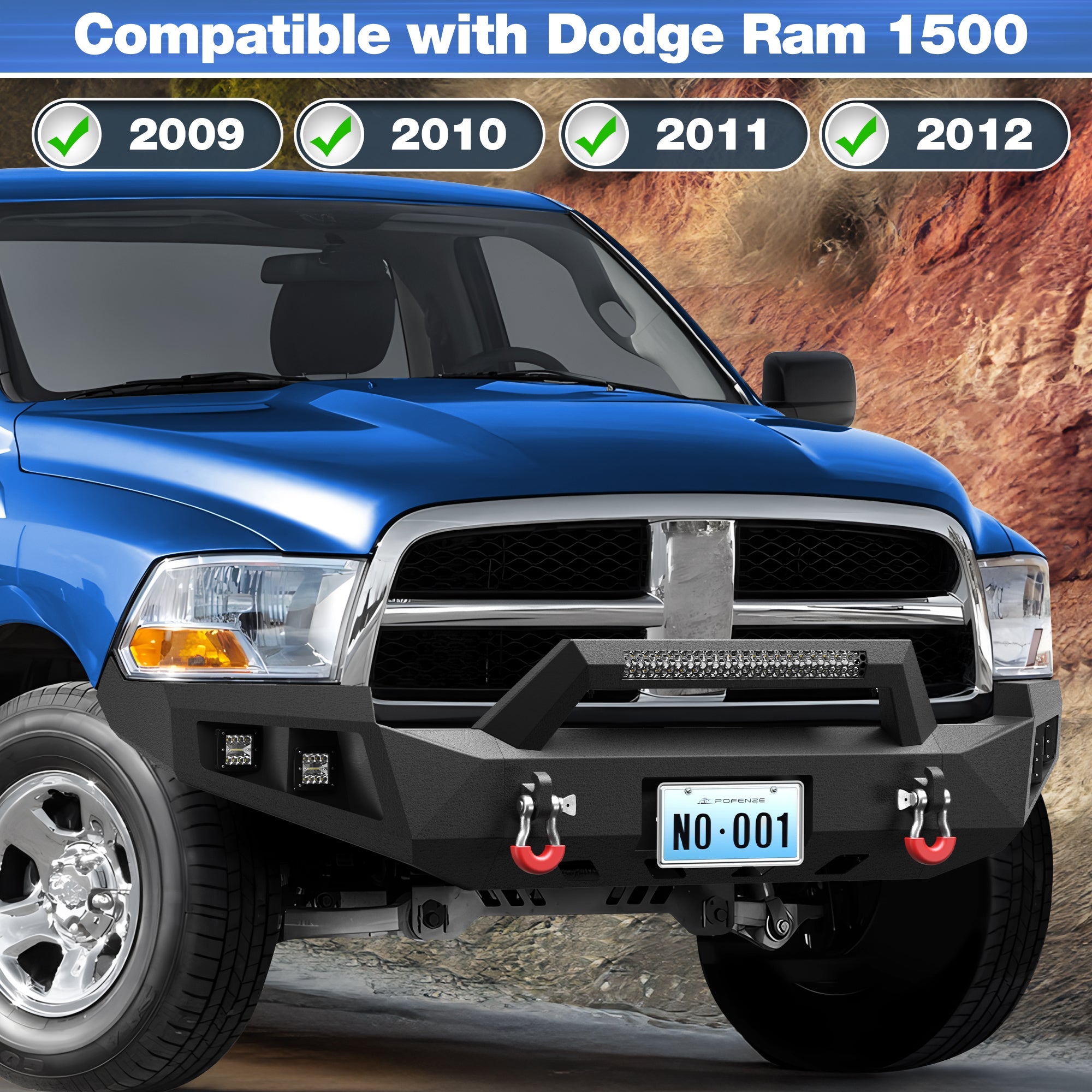 Ram 1500 Front Bumper for 2009 2010 2011 2012 Ram 1500 Pickup with Winch Plate - nadiaauto