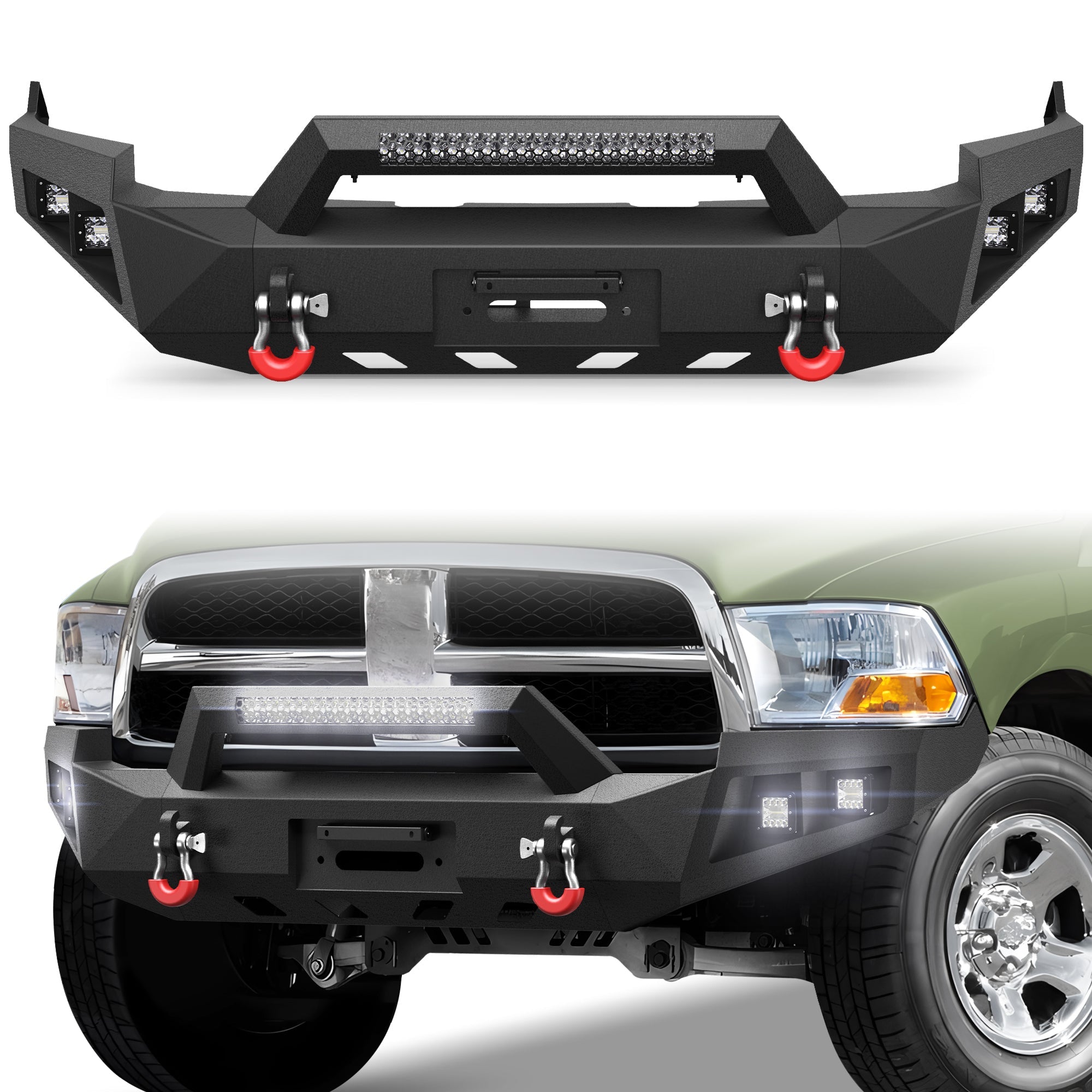 Ram 1500 Front Bumper for 2009 2010 2011 2012 Ram 1500 Pickup with Winch Plate - nadiaauto