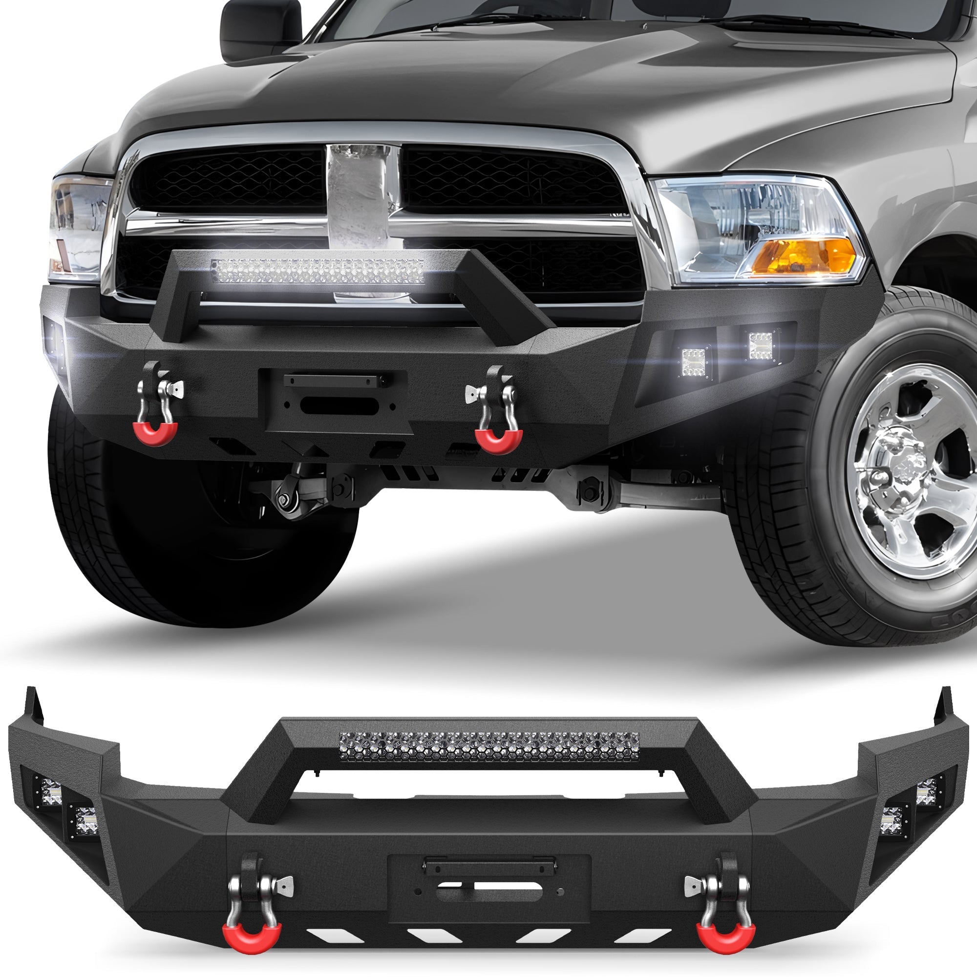 Ram 1500 Front Bumper for 2009 2010 2011 2012 Ram 1500 Pickup with Winch Plate - nadiaauto