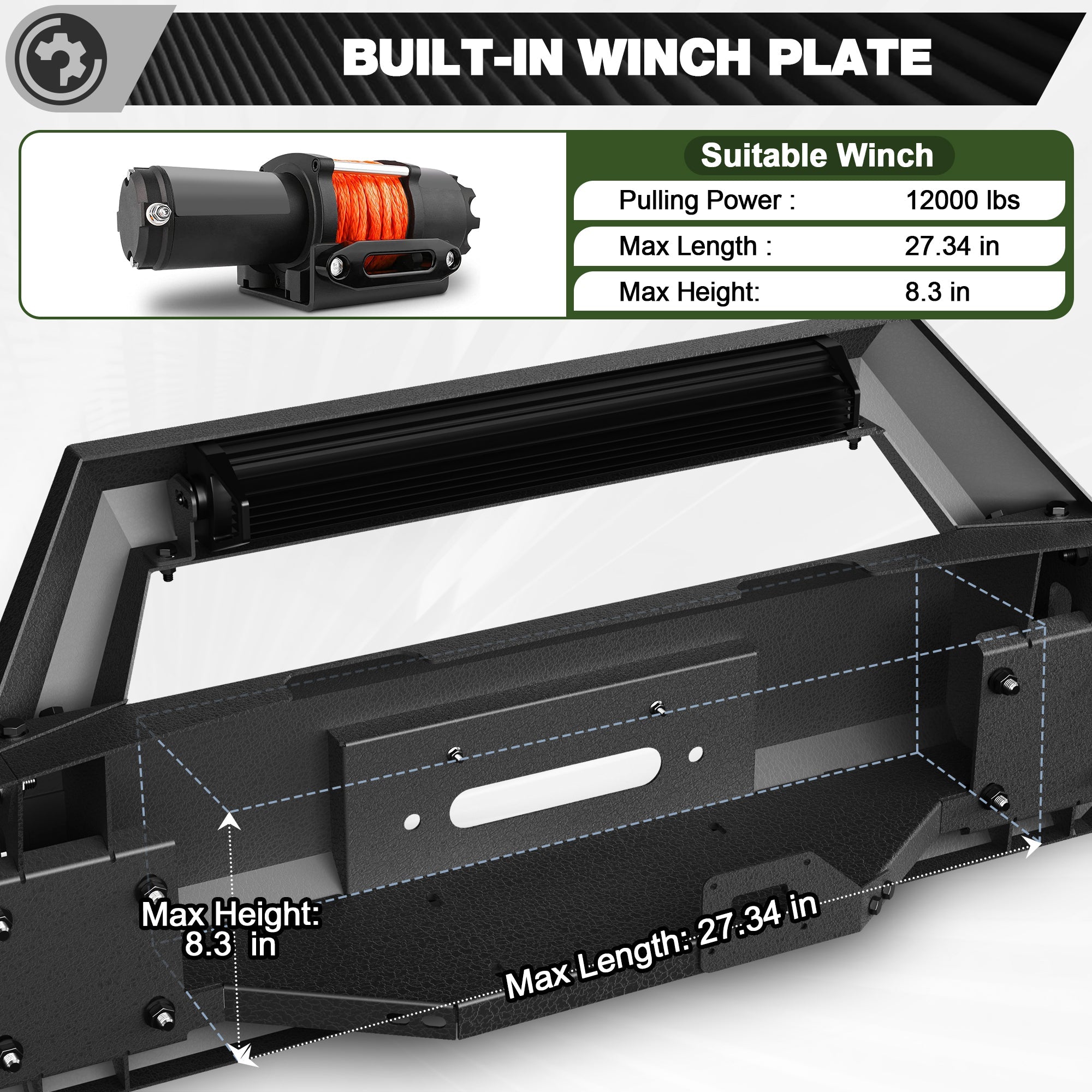 Ram 1500 Front Bumper for 2009 2010 2011 2012 Ram 1500 Pickup with Winch Plate - nadiaauto