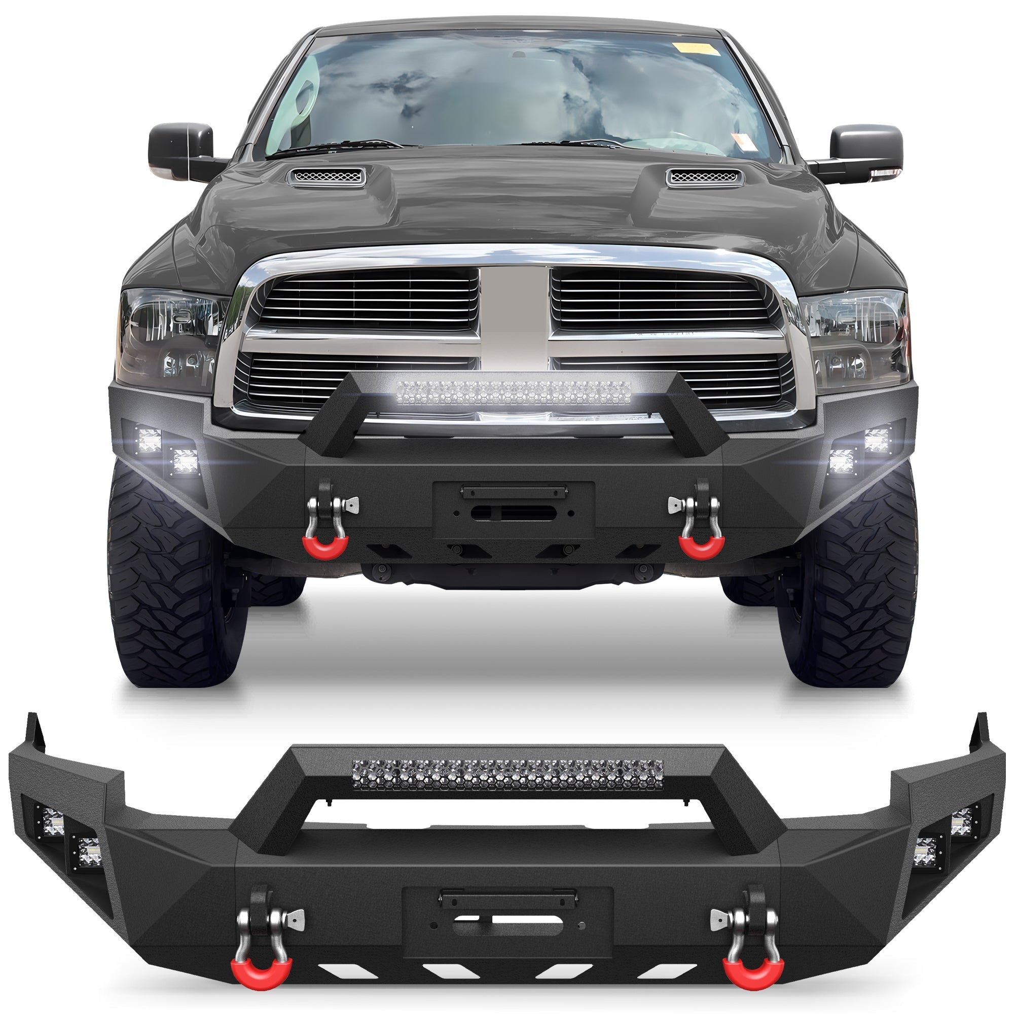 Ram 1500 Front Bumper for 2009 2010 2011 2012 Ram 1500 Pickup with Winch Plate - nadiaauto