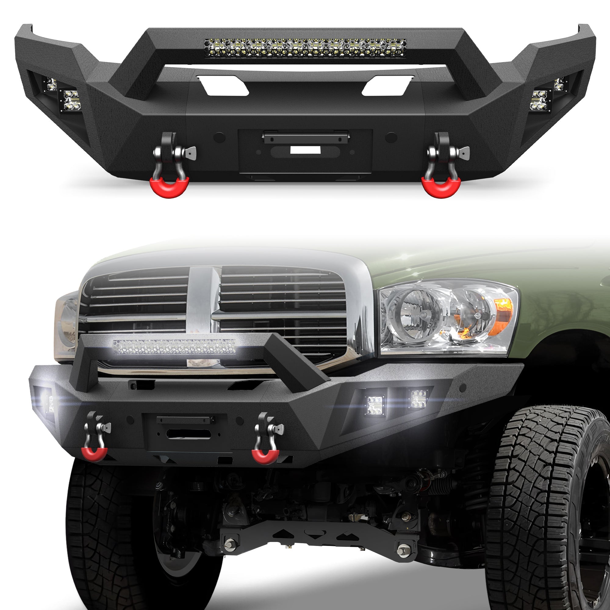Ram 1500 Front Bumper w/Winch Plate for 2006 2007 2008 Ram 1500 (Excluding Mega Cab) - nadiaauto
