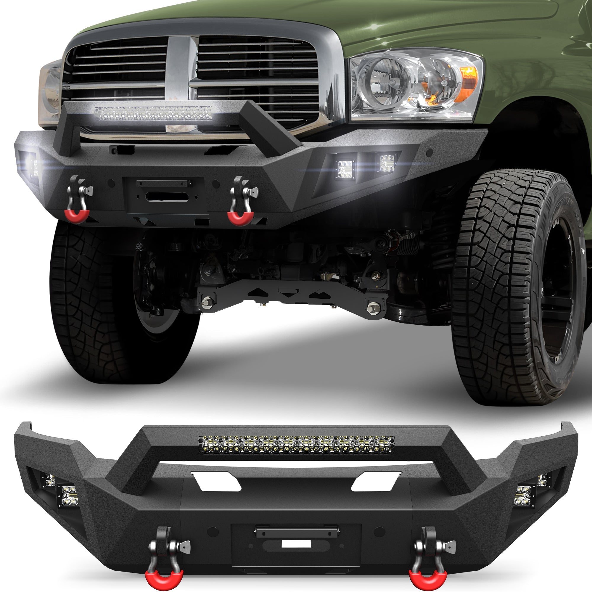 Ram 1500 Front Bumper w/Winch Plate for 2006 2007 2008 Ram 1500 (Excluding Mega Cab) - nadiaauto