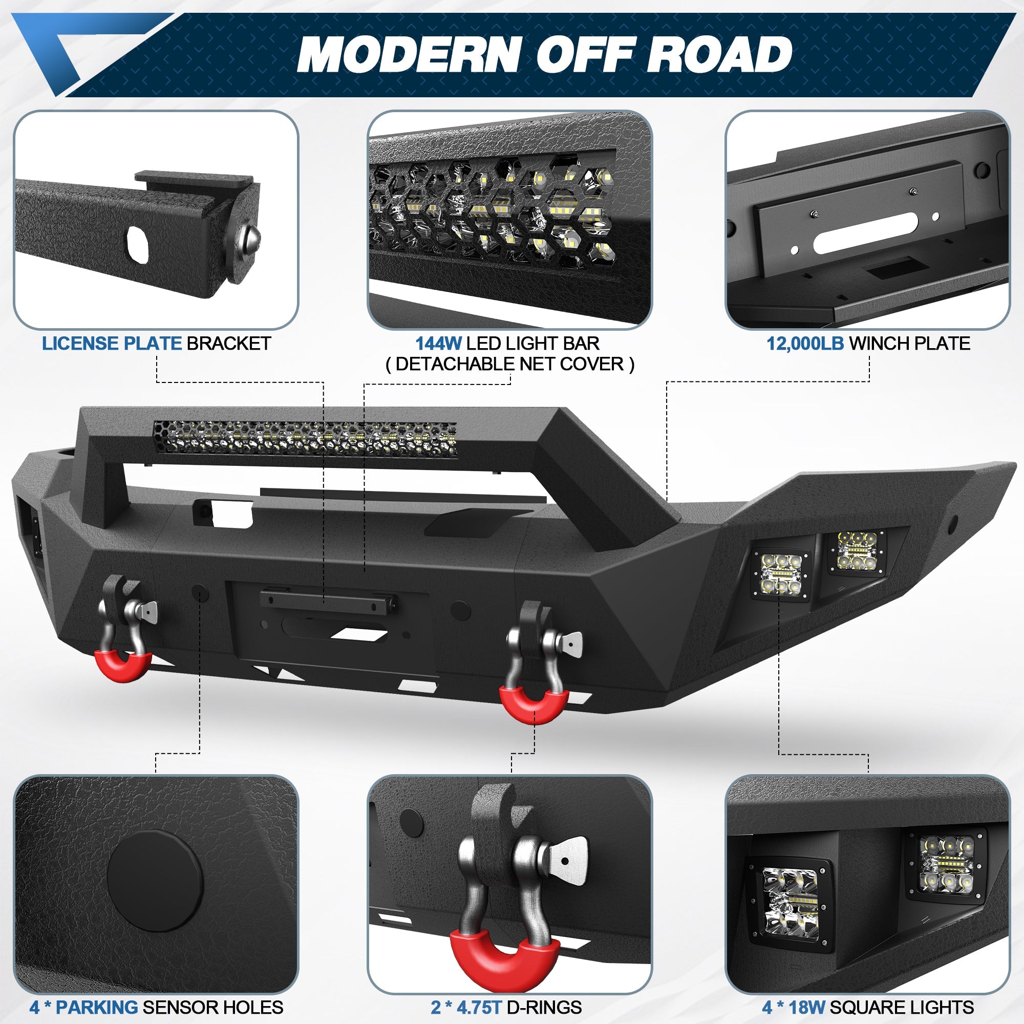Ram 1500 Front Bumper w/Winch Plate for 2006 2007 2008 Ram 1500 (Excluding Mega Cab) - nadiaauto