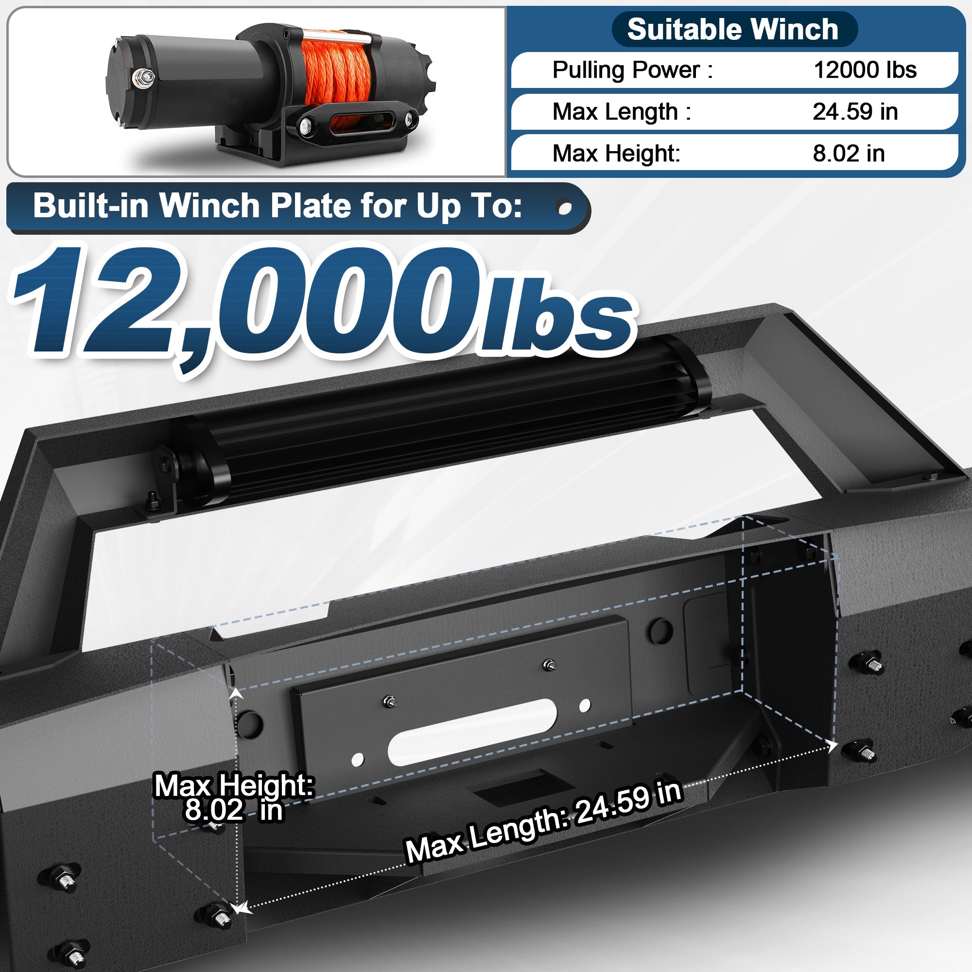 Ram 1500 Front Bumper w/Winch Plate for 2006 2007 2008 Ram 1500 (Excluding Mega Cab) - nadiaauto