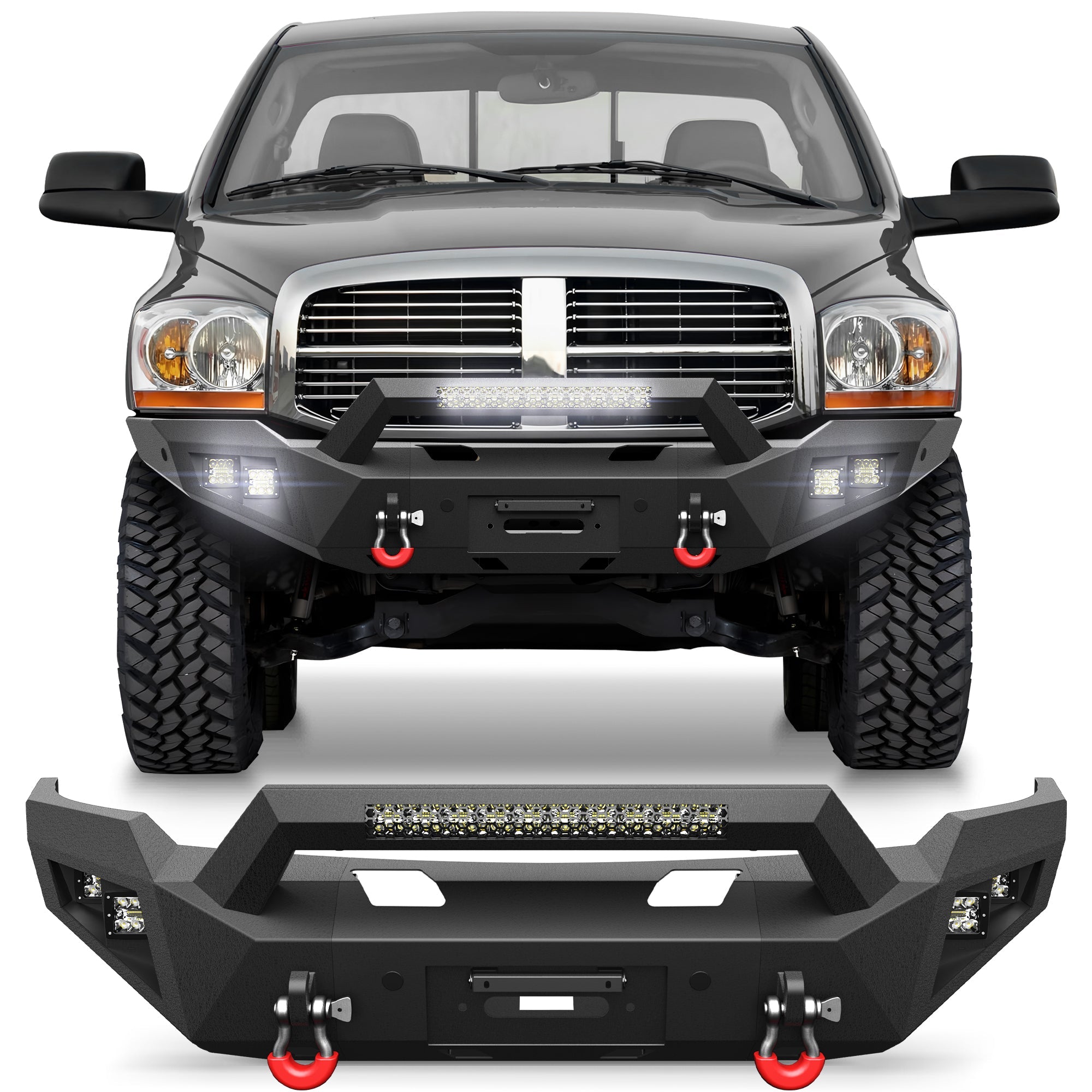 Ram 1500 Front Bumper w/Winch Plate for 2006 2007 2008 Ram 1500 (Excluding Mega Cab) - nadiaauto