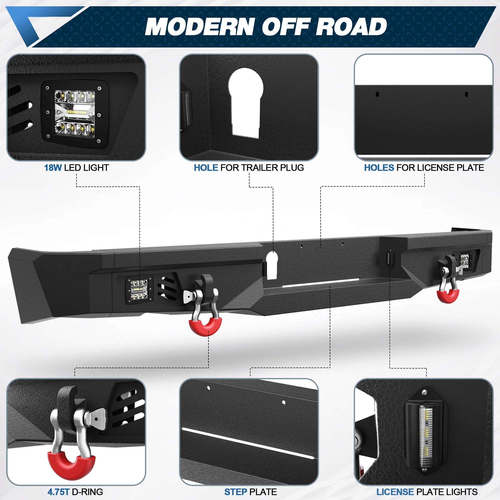Ram 1500 Rear Bumper for 2009 - 2018 Ram 1500 Pickup and 2019 - 2025 Ram 1500 Classic Only - nadiaauto